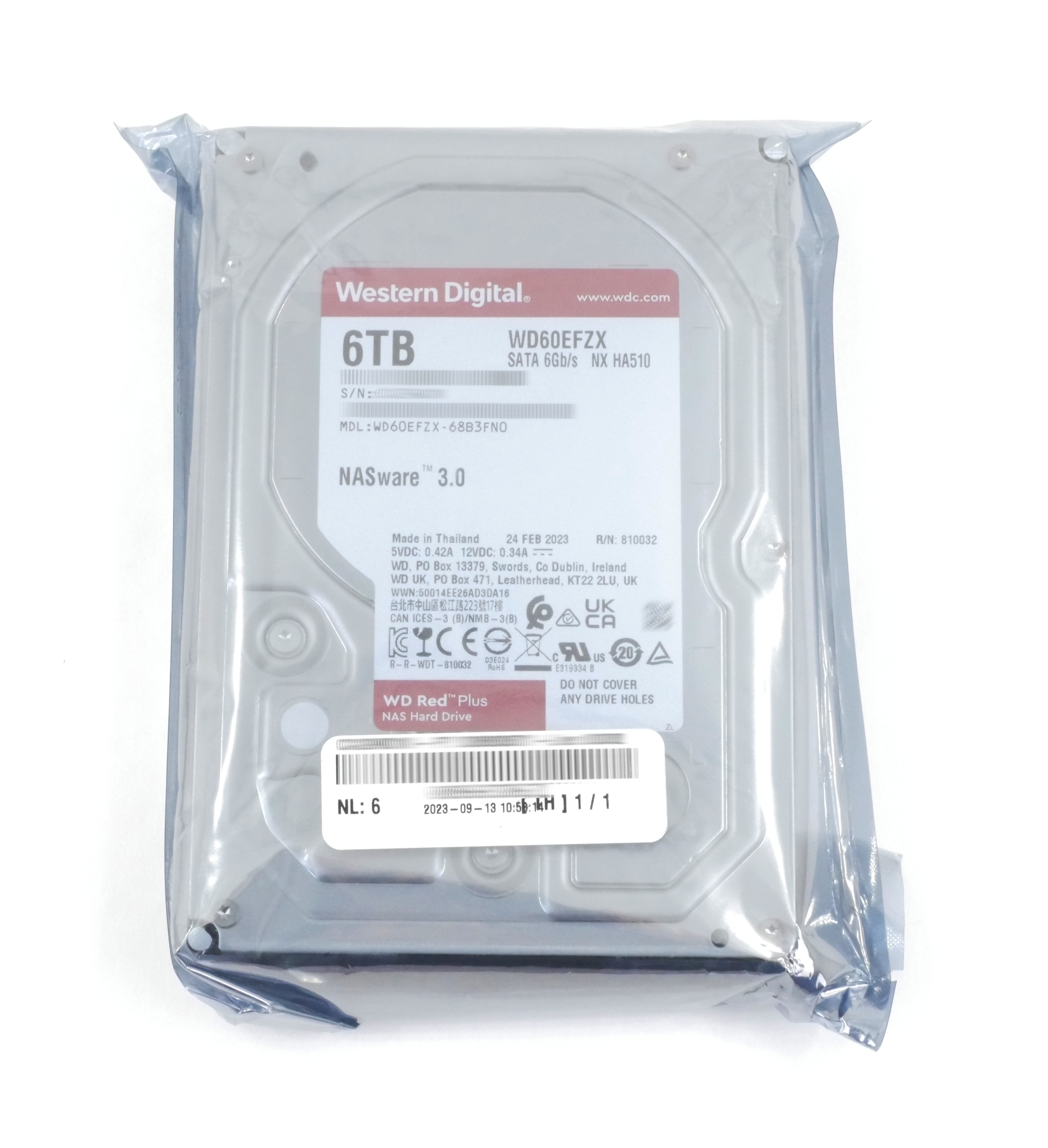 WD Red Plus NASware 3.0 6TB WD60EFZX-68B3FN0 5400 RPM SATA 6Gb/s 3.5 NX ...