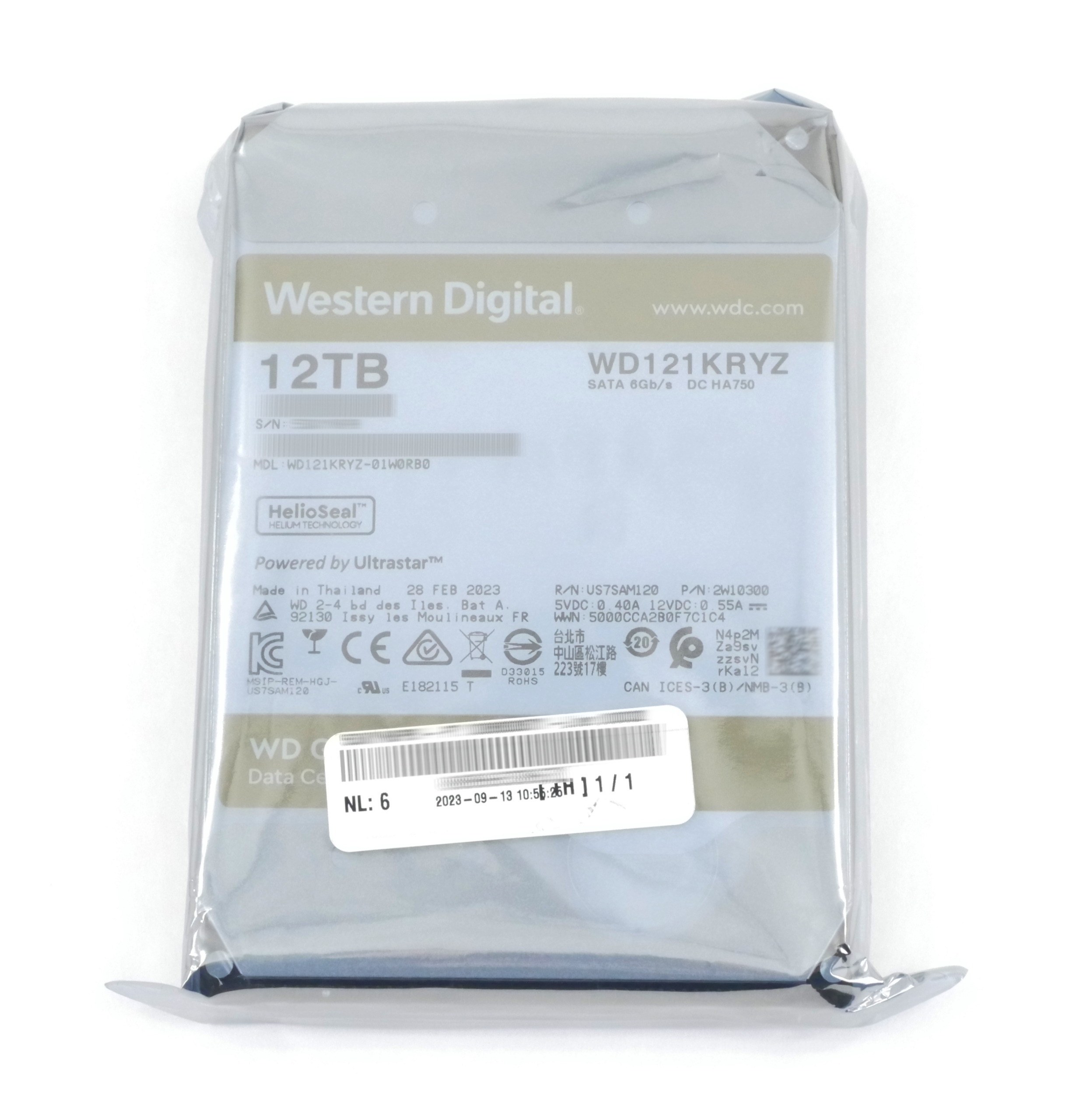 WD Gold 12TB WD121KRYZ-01W0RB0 7200 RPM SATA 6Gb/s 256Mb Cache 3.5" 2W10300 - Click Image to Close