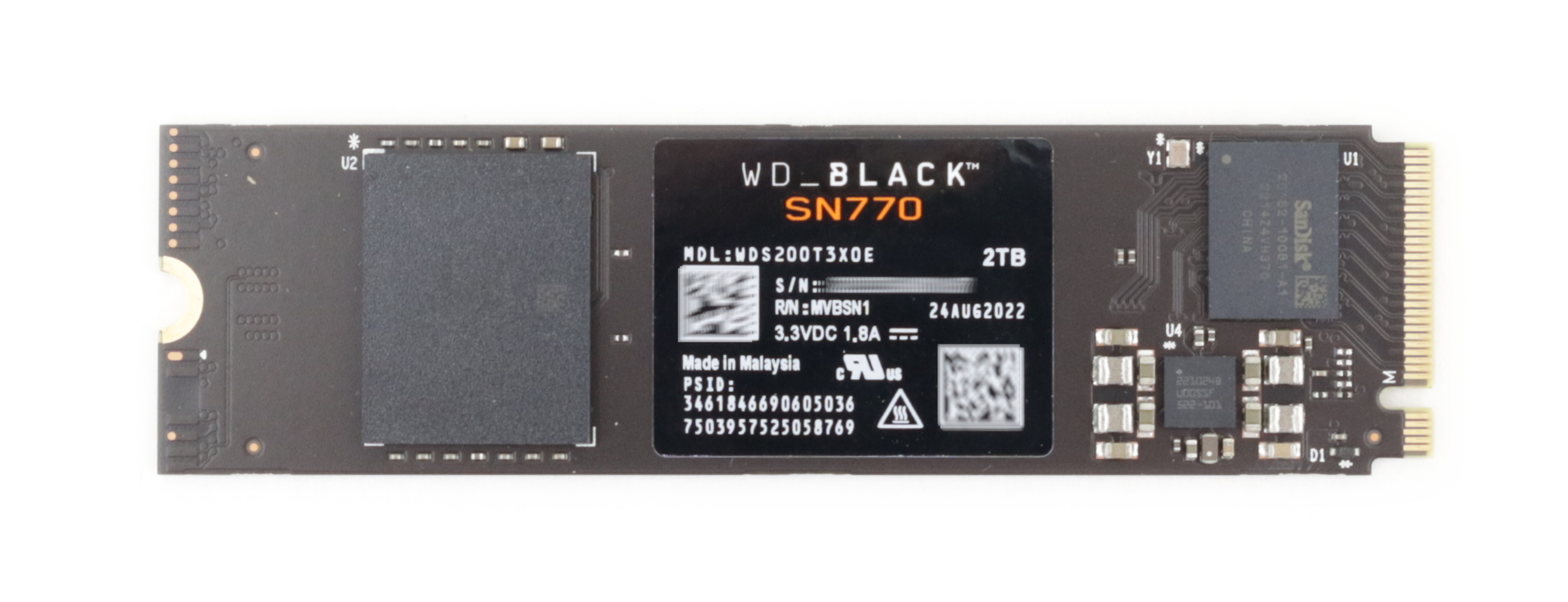 Western Digital Black 2TB SN770 SSD M.2 2280 PCIe 4.0 x4 NVMe WDS200T3X0E