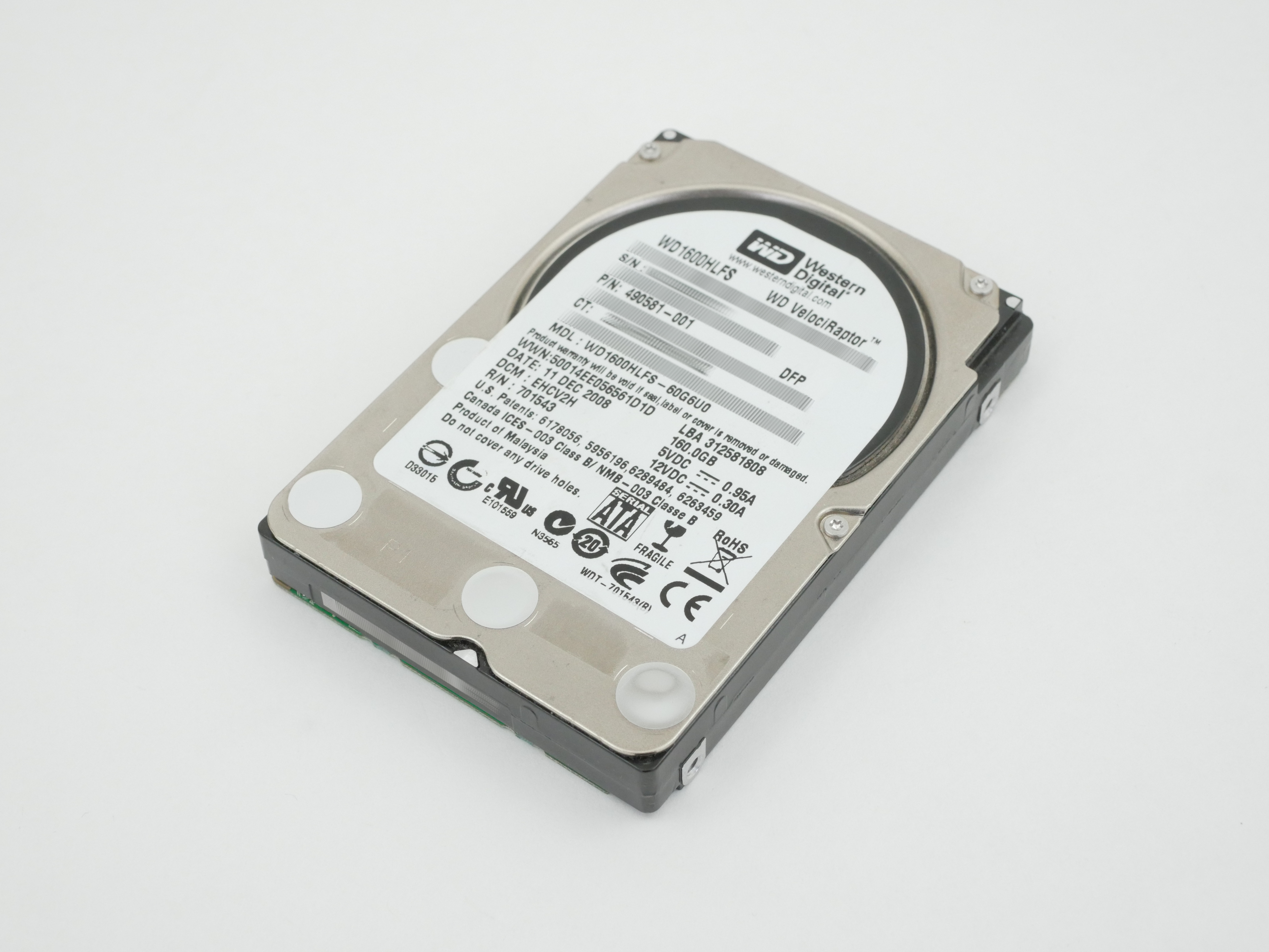 HP WD 160GB WD1600HLFS 10K RPM SATA 3.0Gb/s 490581-001 405427-001 508029-001