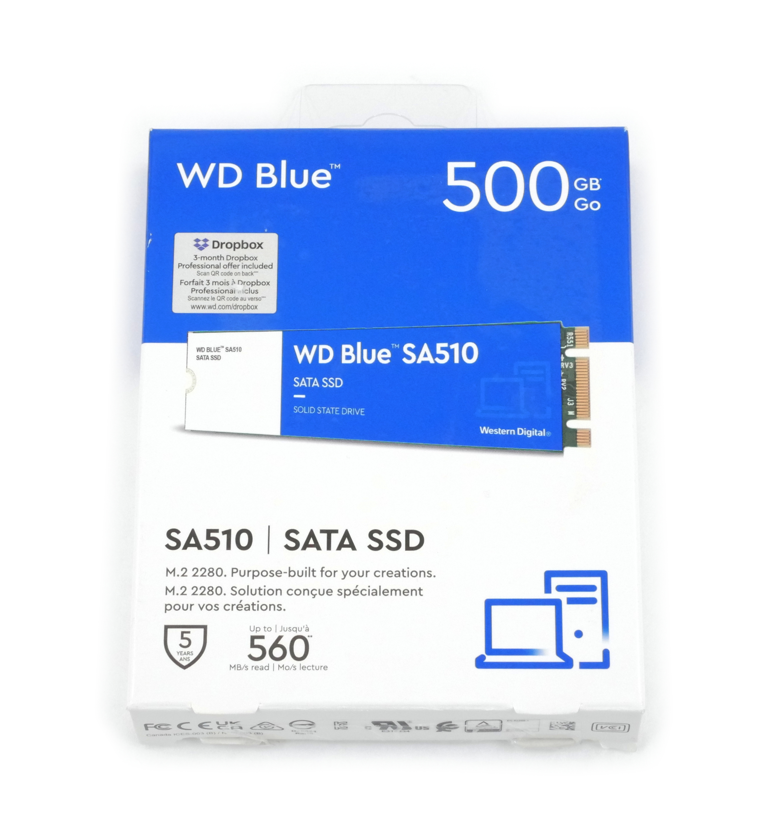 Western Digital Blue SA510 500GB WDS500G3B0B-00AXS0 SSD M.2 2280 SATA 6Gb/s