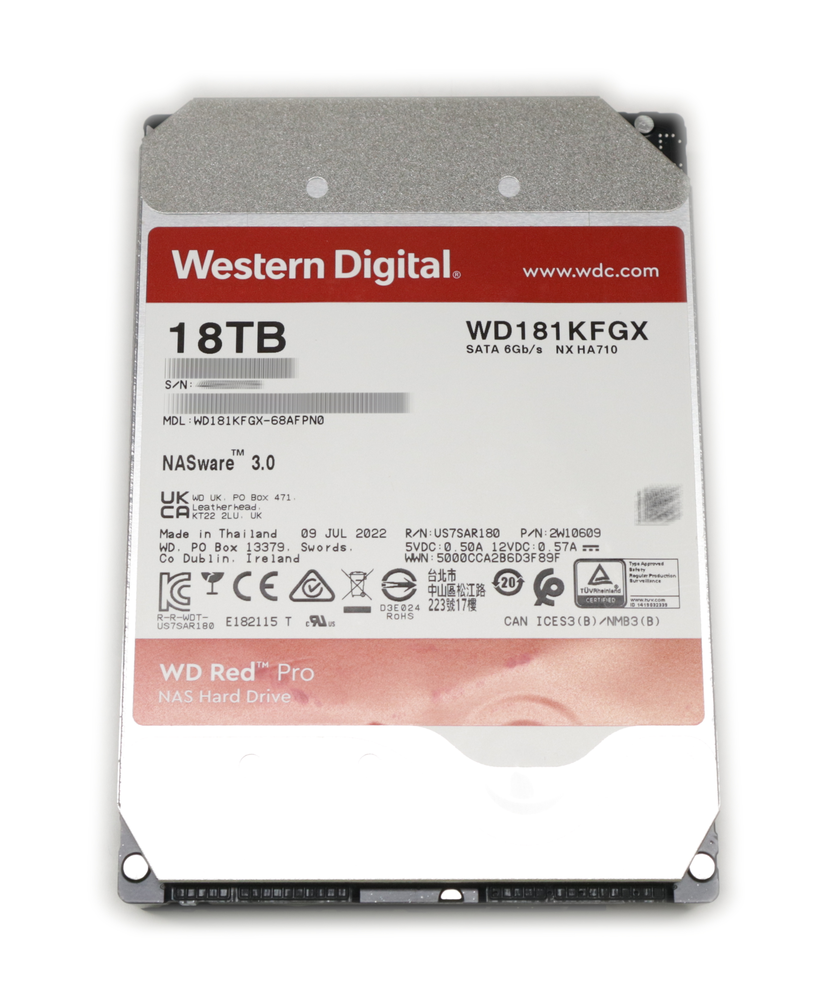 WD 18TB WD181KFGX-68AFPN0 NASware 3.0 NX HA710 7.2K RPM 512MB SATA 2W10609