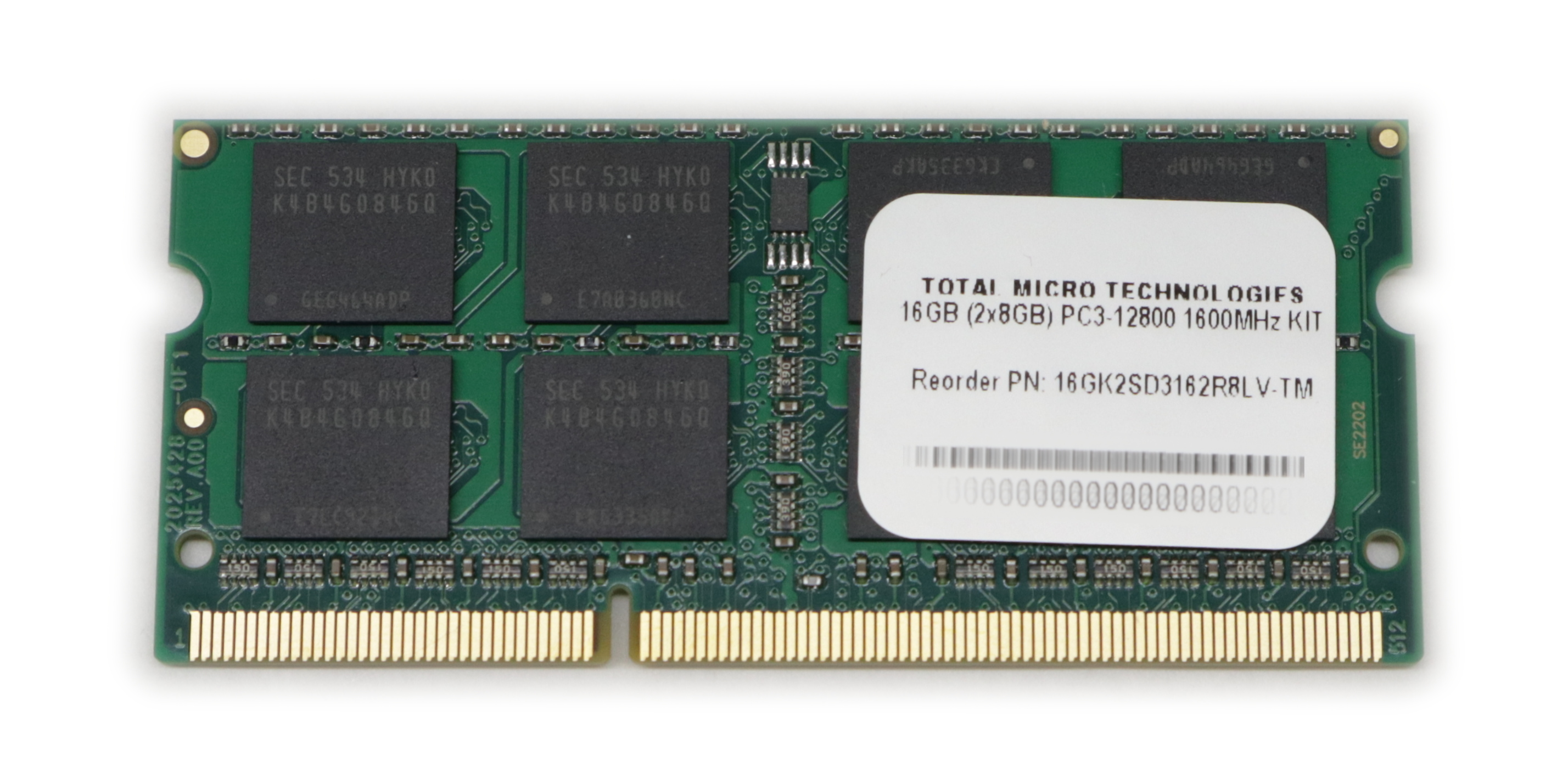Total Micro 16GB (2x8GB) 16GK2SD3162R8LV-TM PC3-12800 1600MHz SoDimm - Click Image to Close