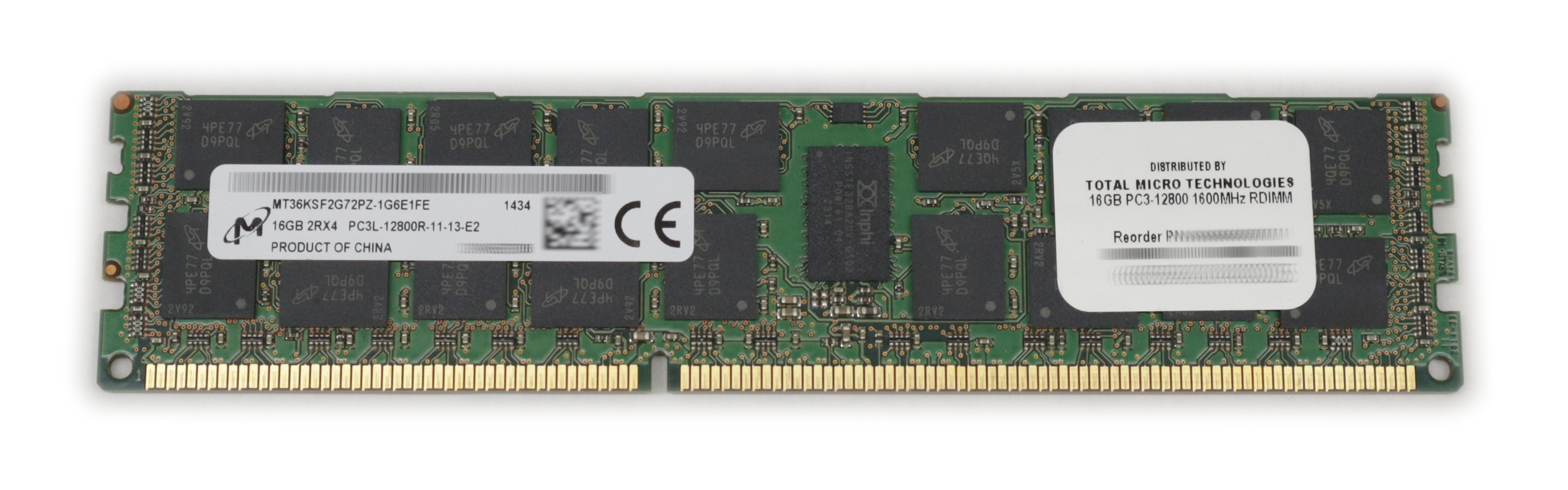Total Micron 16GB MT36KSF2G72PZ-1G6E1 PC3L-12800R Dimm DDR3-1600MHz - Click Image to Close
