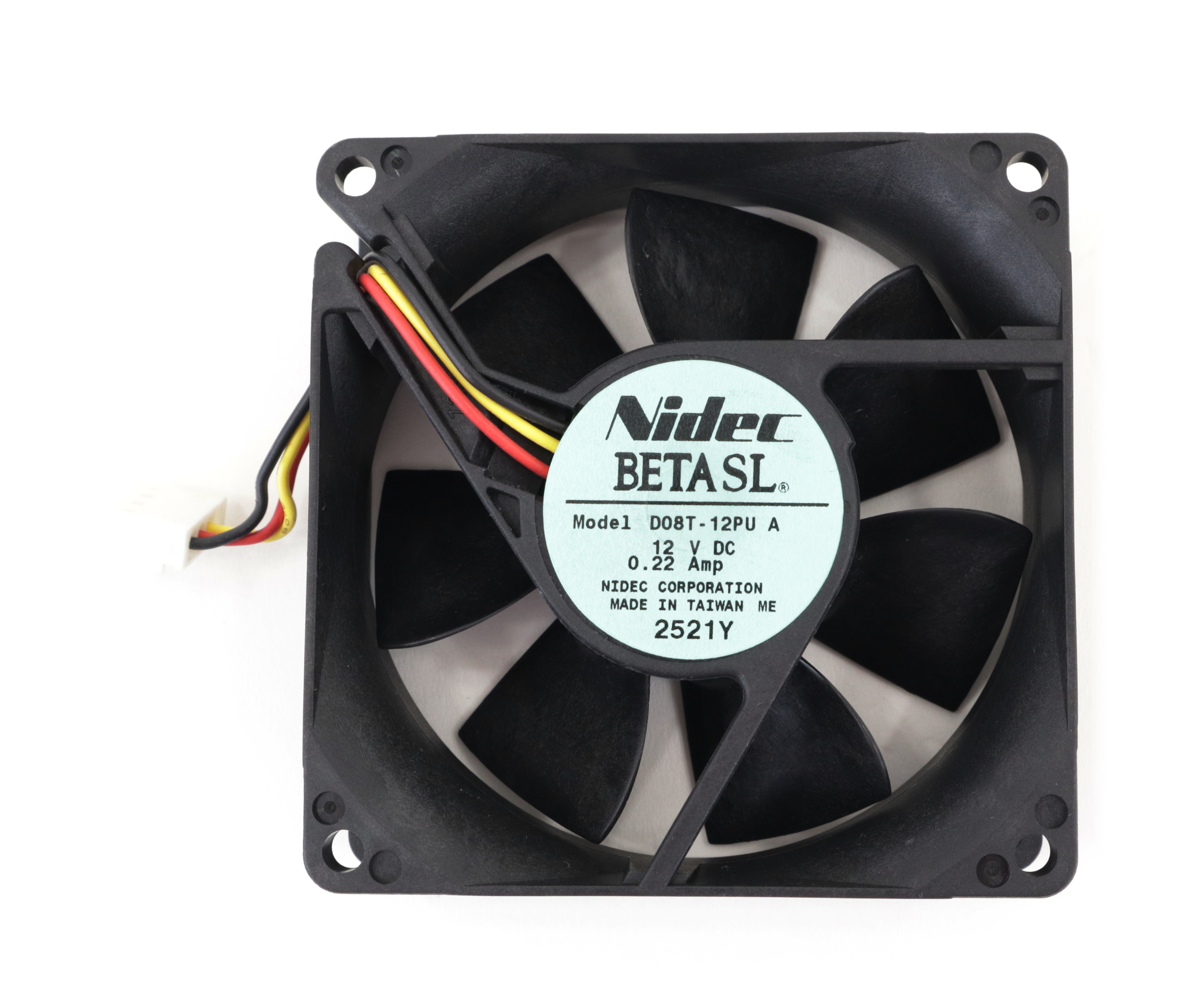 Nidec Beta SL Cooling Fan D08T-12PU DC 12v 0.22A 80mm 4pin 3-Wire - Click Image to Close