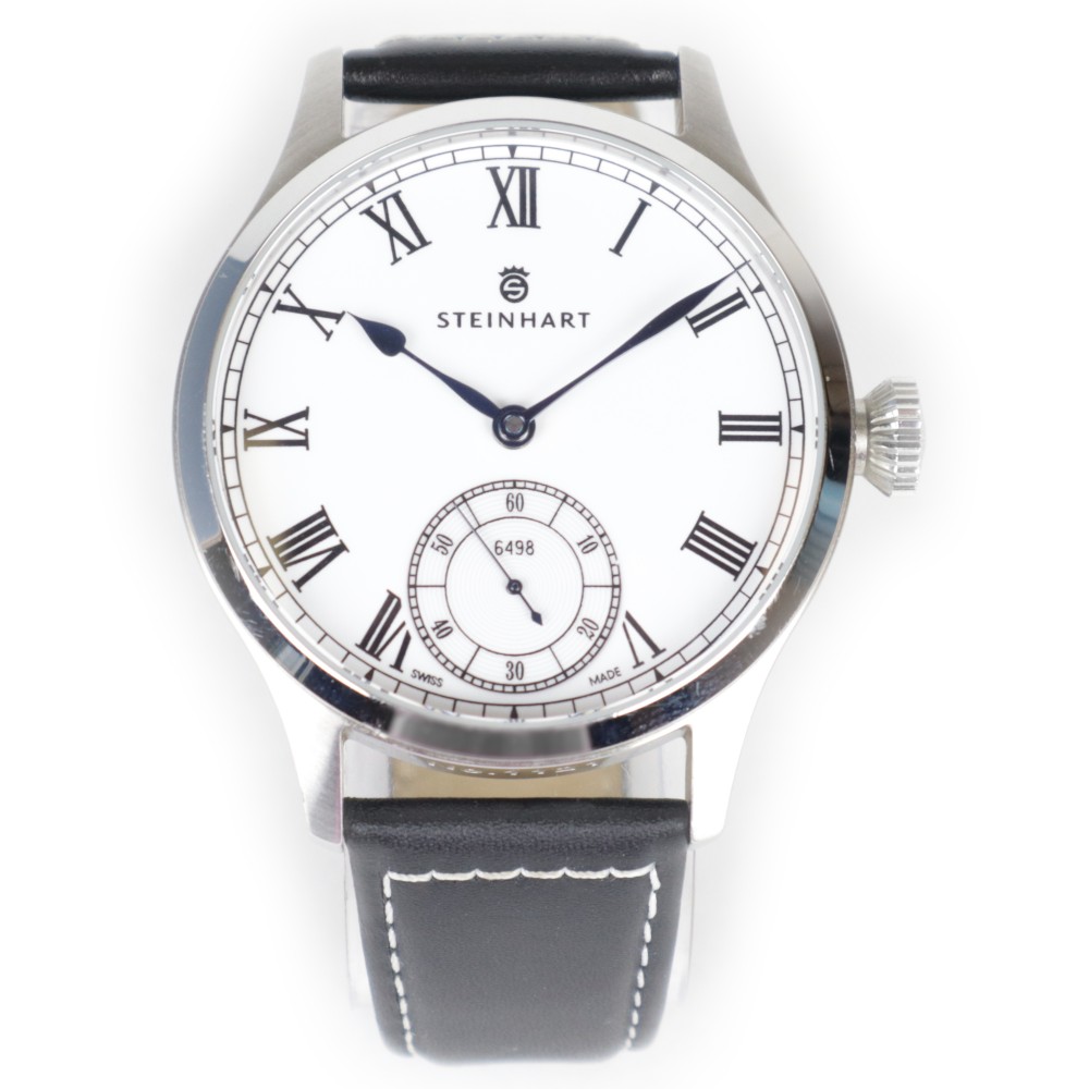 Steinhart Marine Chronometer 44mm White Roman Handwinding Swiss Watch B 105-0307