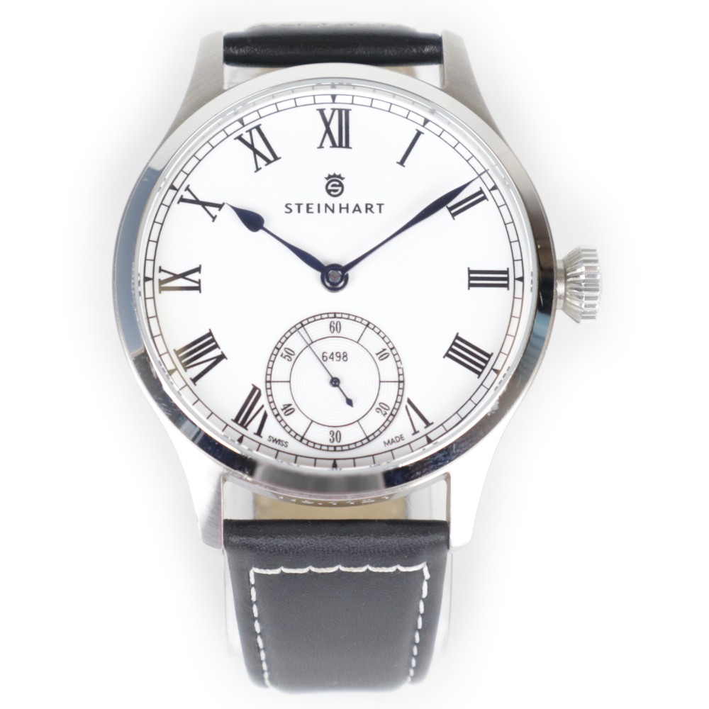 Steinhart Marine Chronometer 44mm White Roman Handwinding Swiss Watch B 105-0307 - Click Image to Close