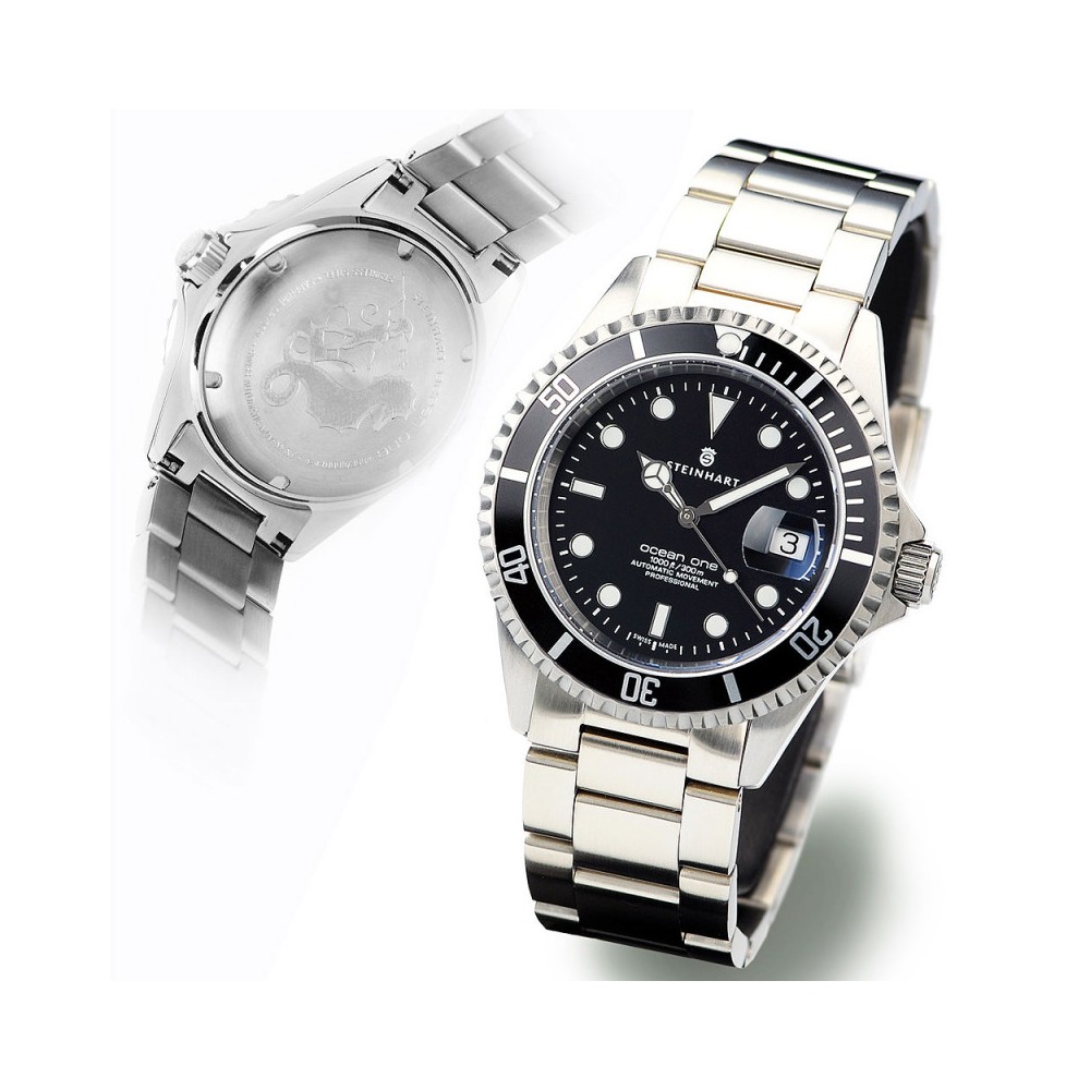 Steinhart Ocean One BLACK Automatic Men's Diver Watch Black Bezel / Black Dial 103-0903 - Click Image to Close