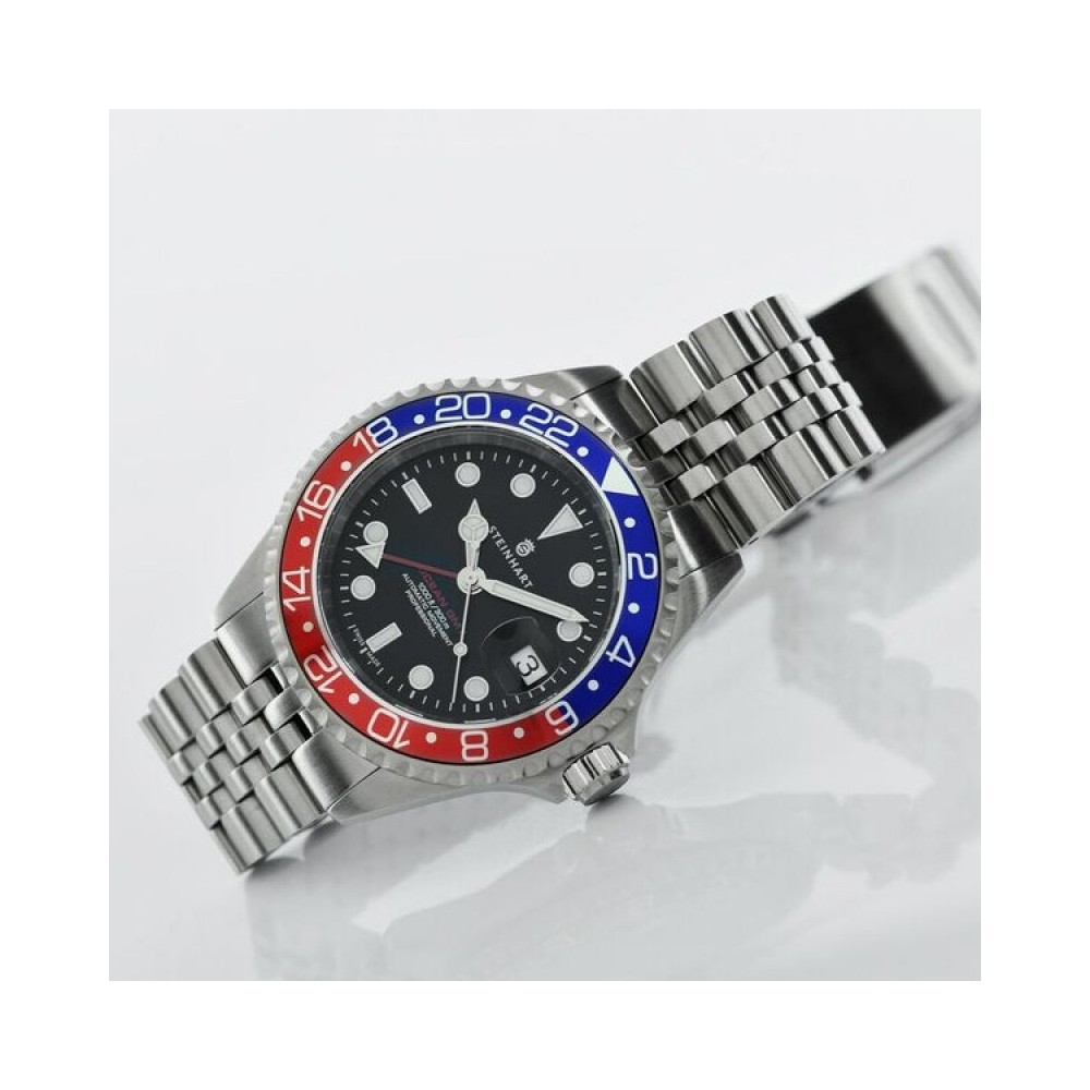 Steinhart Ocean One GMT BLUE-RED.2 42mm Automatic Men Diver Watch Pepsi 103-0857 - Click Image to Close