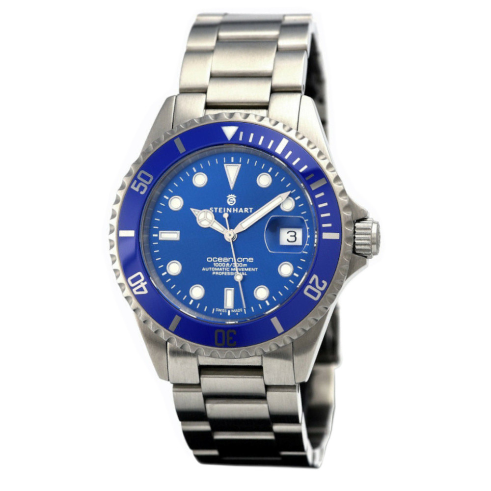 Steinhart OCEAN ONE Premium Automatic Diver Watch 42mm Blue Ceramic 106-0458 - Click Image to Close