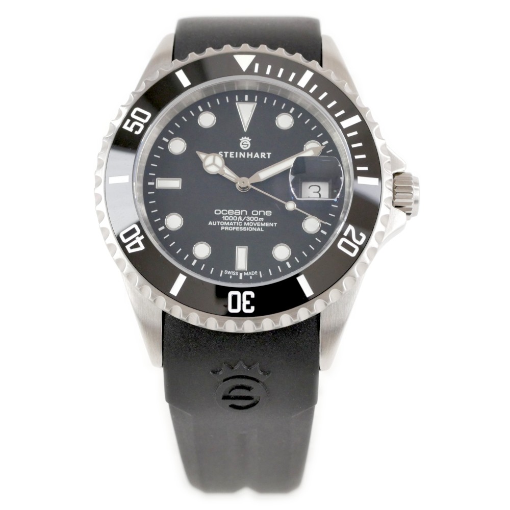 Steinhart OCEAN One 42mm Black Ceramic Bezel Automatic Swiss Diver Watch 103-1079