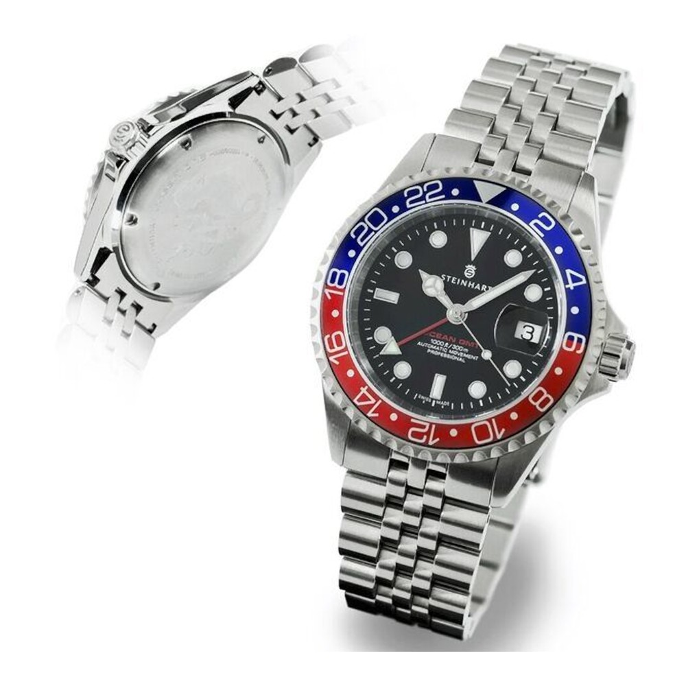 Steinhart Ocean One GMT BLUE-RED.2 Diver Watch Men 42mm Automatic Pepsi 103-0857 - Click Image to Close