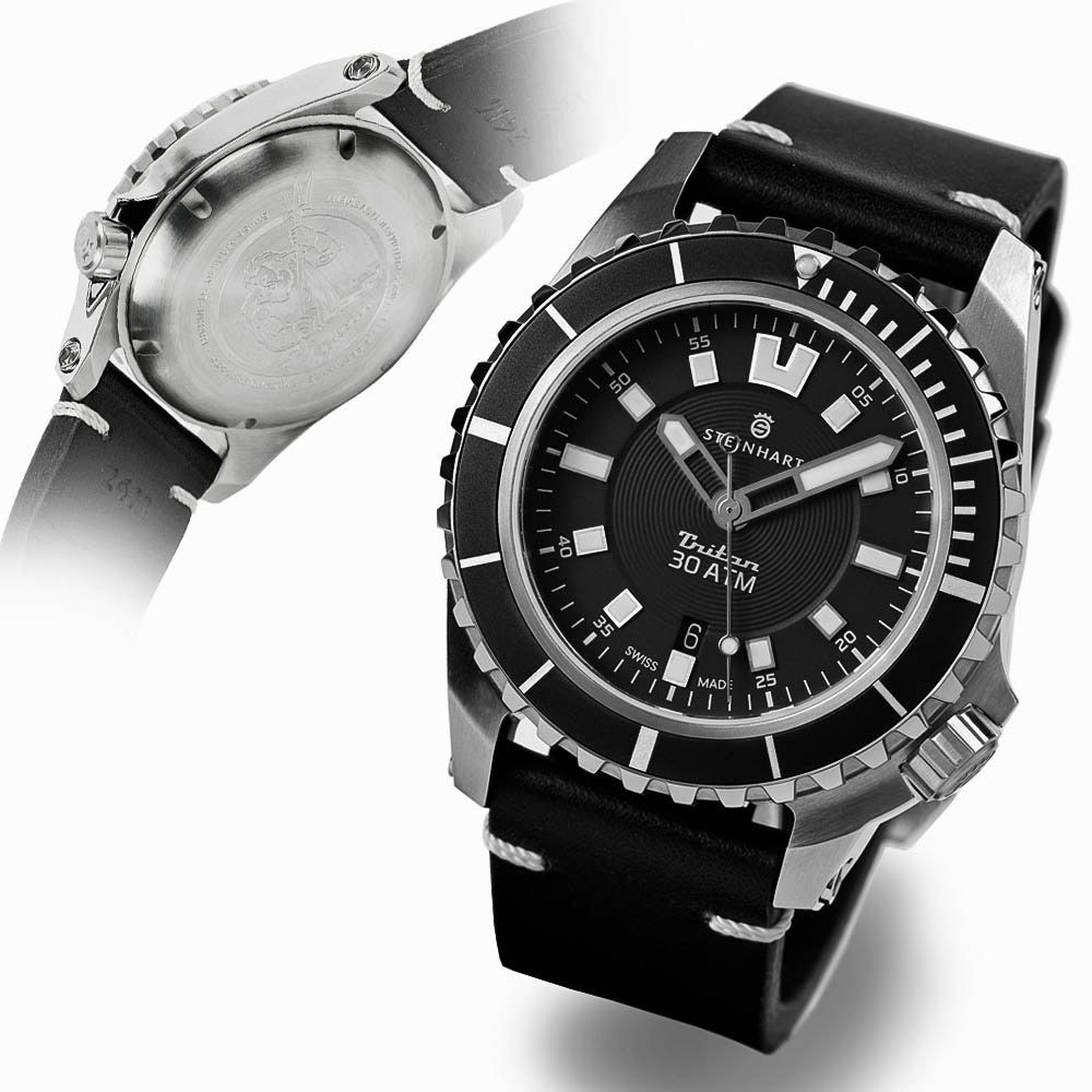 Steinhart Triton 30 ATM BLACK Diver Watch Men 45mm Automatic SW200 103-0851 - Click Image to Close