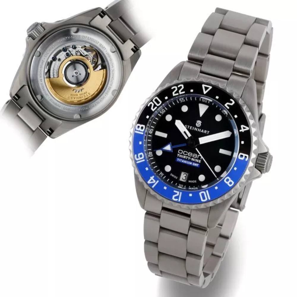 Steinhart Ocean 39mm GMT Titan Premium Ceramic Swiss Automatic Watch 103-1384