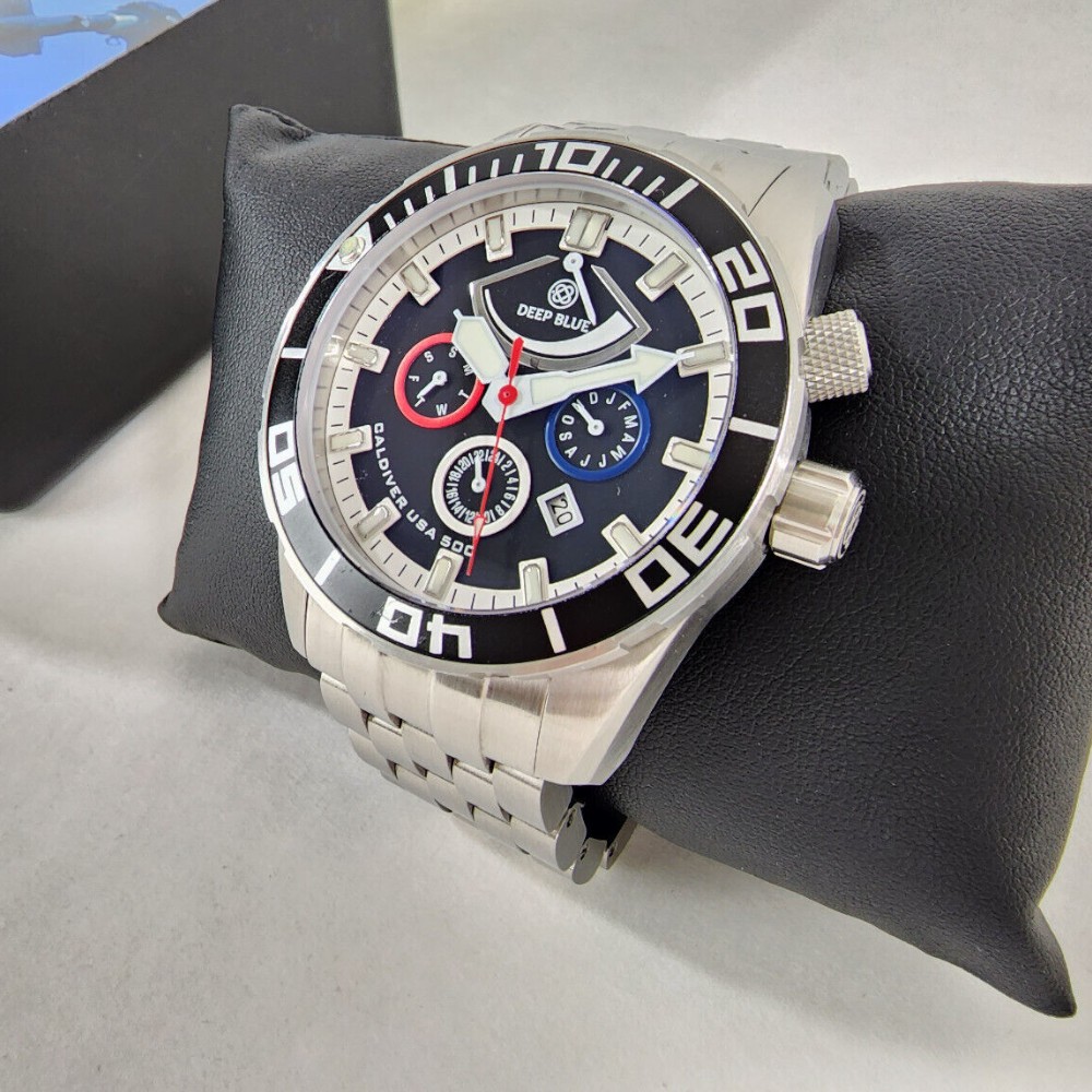 Deep Blue CalDiver USA 500 Auto Diver Watch with power reserve indicator - Click Image to Close