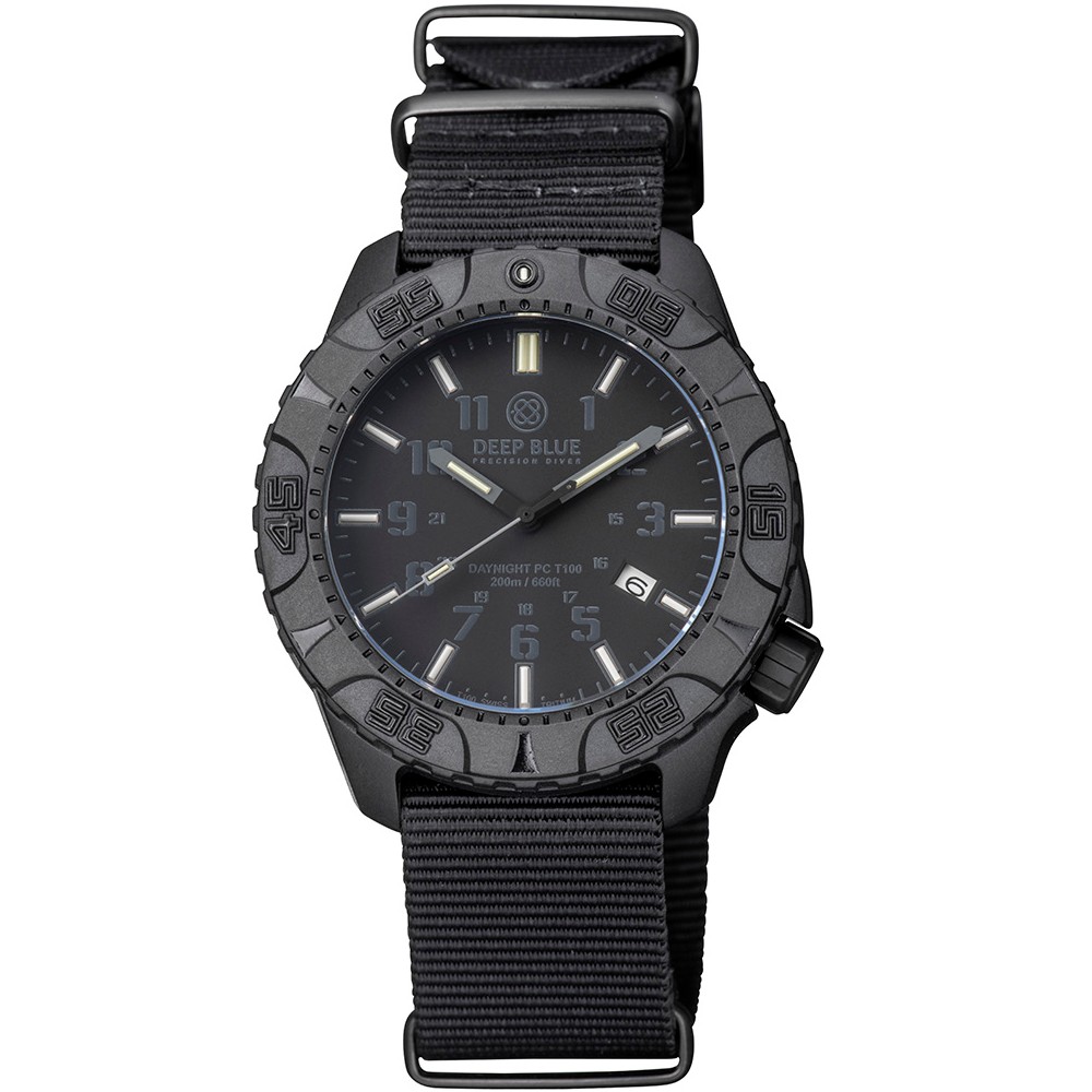 Deep Blue Daynight Diver PC Tr|t|um 45 Automatic Watch Black Stealth Bezel Dial - Click Image to Close