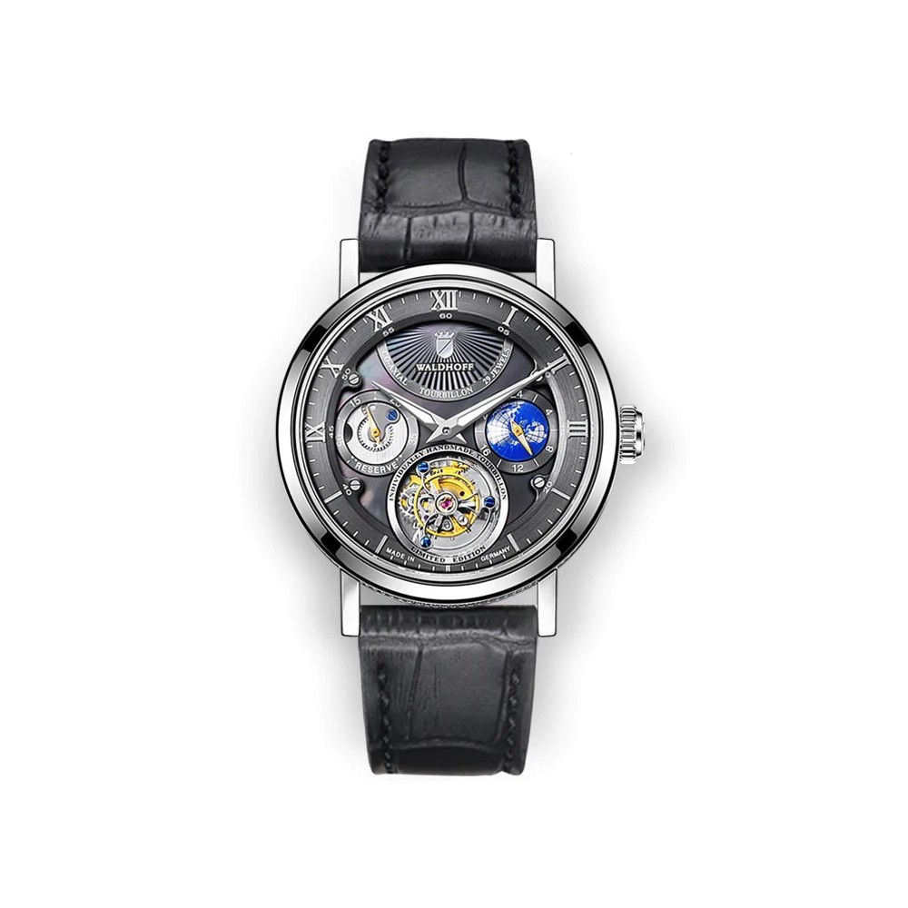 Waldhoff Ultramatic Black Pearl LE 42.5mm Co-Axial Tourbillon Men's Watch MWF05B - Click Image to Close