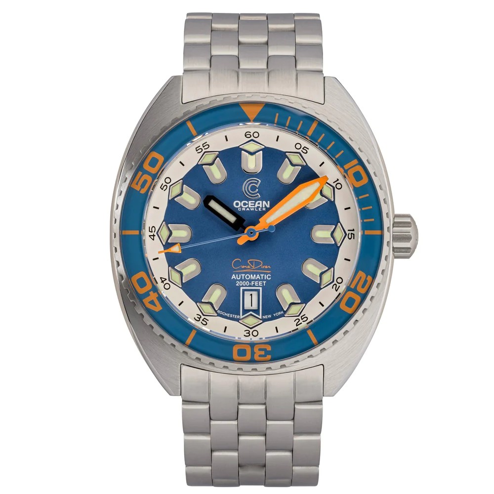Ocean Crawler Core Diver V4 - Blue/Orange 44mm Men Diver Watch WR600m Limited ED - Click Image to Close