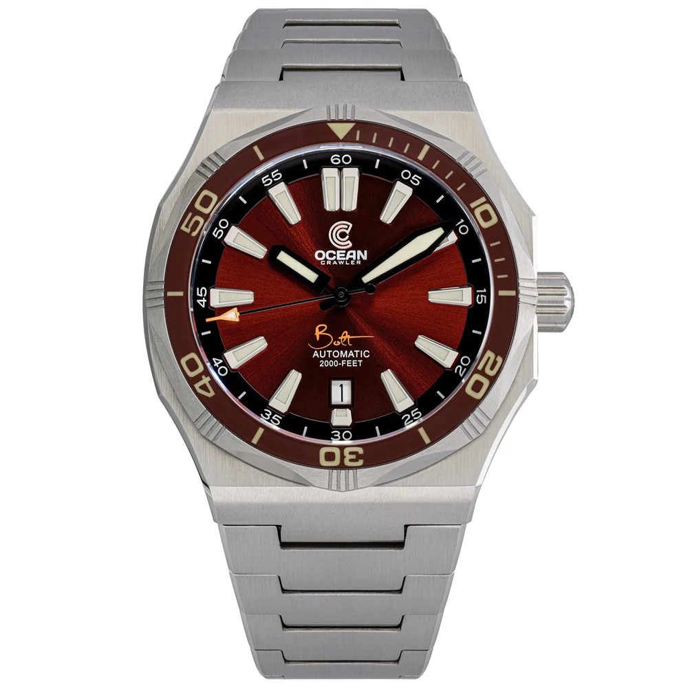 Ocean Crawler Bolt - Red 42mm Automatic Men Watch Swiss Sellita WR600m SW200-1