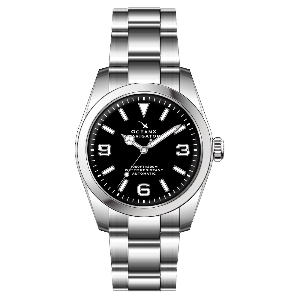 OceanX Navigator 39mm Automatic Men Diver Watch WR 300m Dial Black NVS331 - Click Image to Close