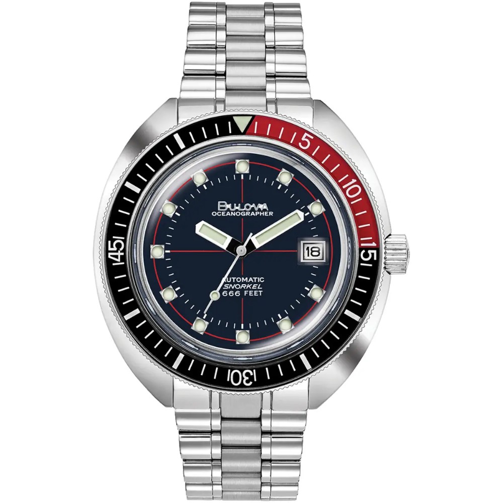 Bulova 98B320 Automatic Devil Diver Oceanographer Black Red 44mm Men's Watch