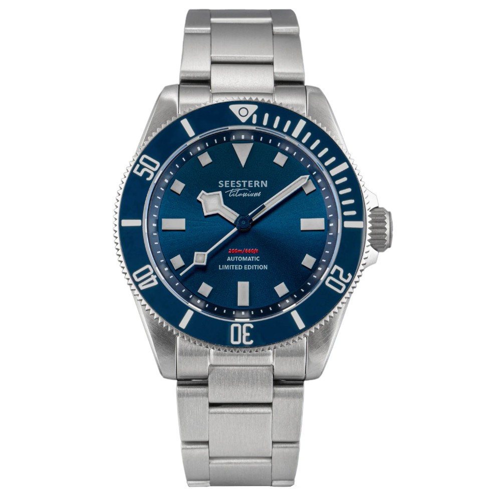 Seestern S430 Titanium Blue Professional Diver Mens Seiko NH38 Automatic Watch - Click Image to Close