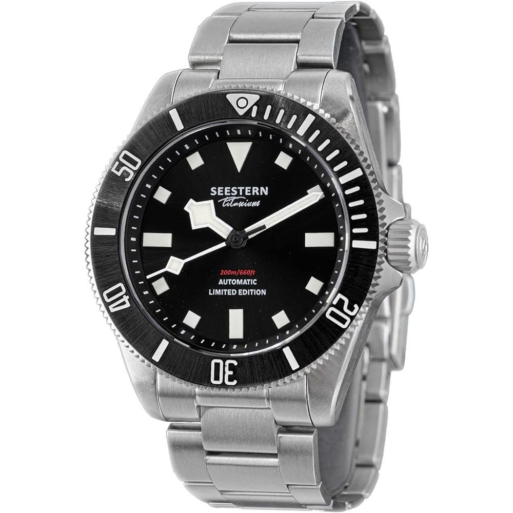 Seestern S430 Titanium Black Professional 39mm Diver Mens Seiko NH38 Automatic Watch - Click Image to Close