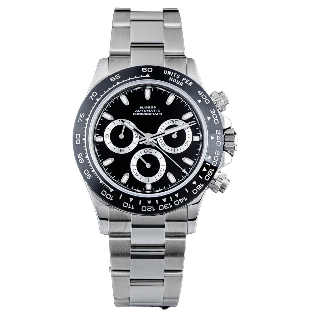 Sugess Chronograph Diver V3 40mm SU002DAY ETA7750 Men Watch WR100 S418-Black - Click Image to Close