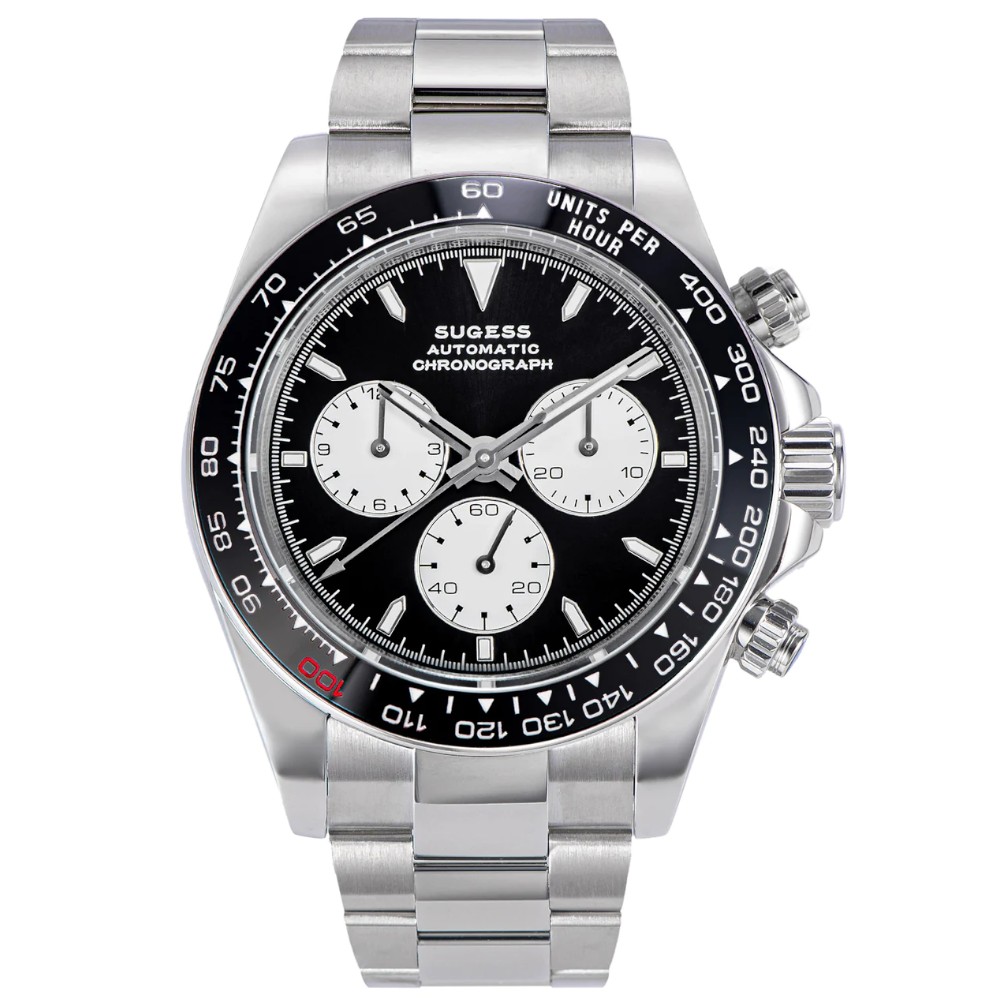 Sugess Chrono Racing 39mm Auto WR 5 ATM Men Watch Panda Red 100 S418-2.003.S - Click Image to Close