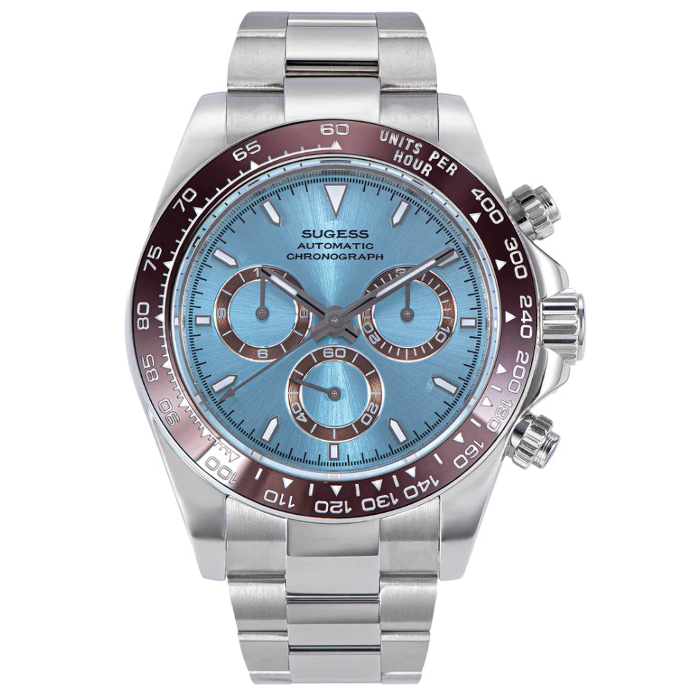 Sugess Chrono Racing 39mm Auto WR 5 ATM Men Watch Ice Blue S418-2.006.S - Click Image to Close