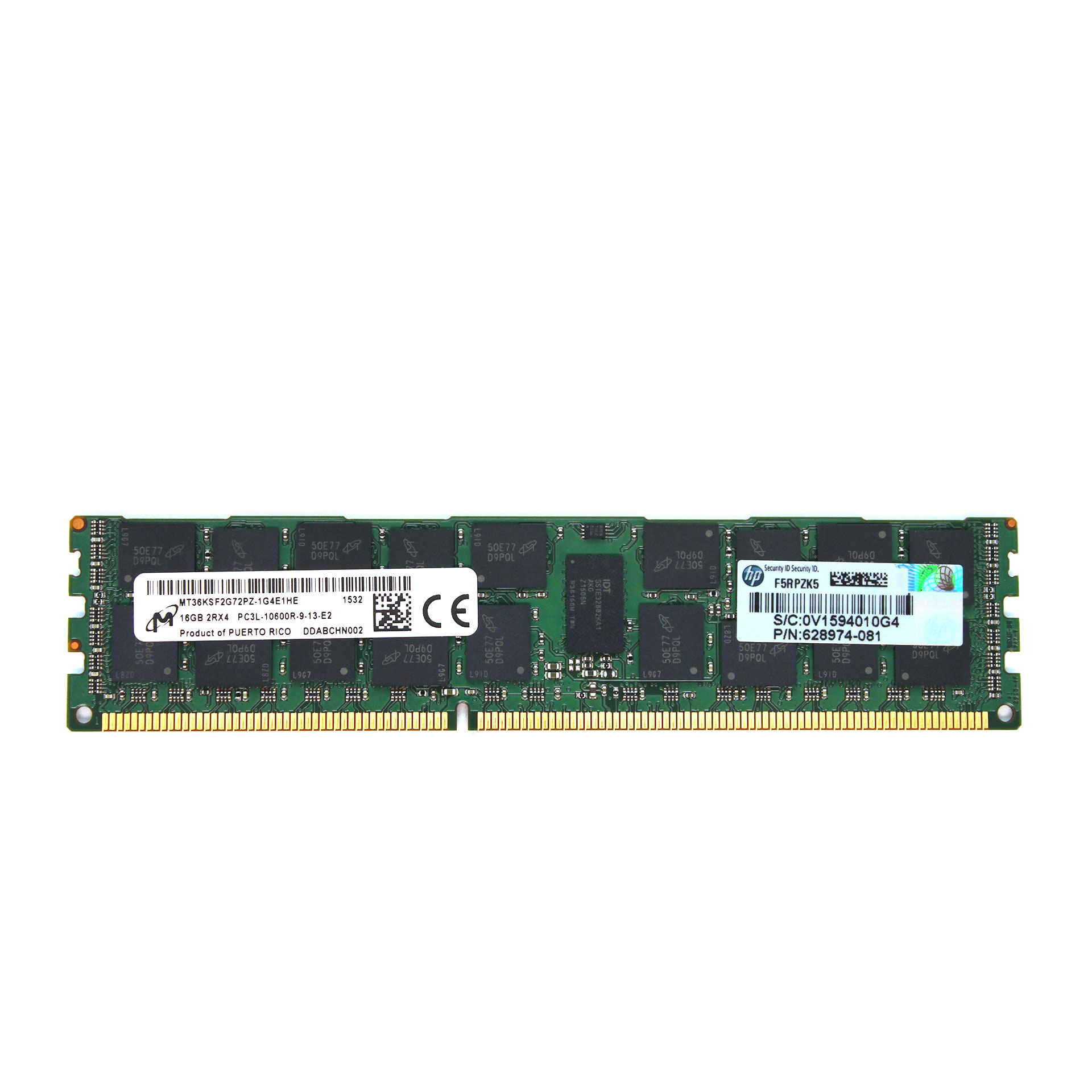 HP/Micron 16B RAM DDR3 2Rx4 PC3L-10600R 628974-081 Server Memory - Click Image to Close