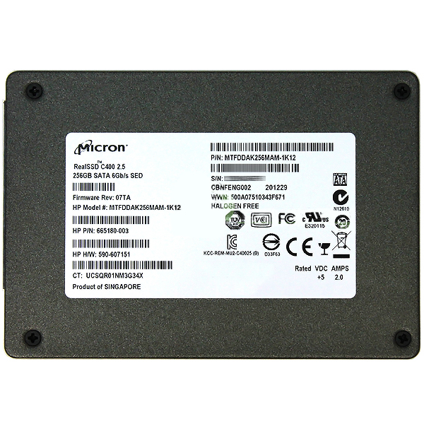 Micron C400 256GB SATA 6Gb/s NAND Flash SED SSD 665180-003 - Click Image to Close