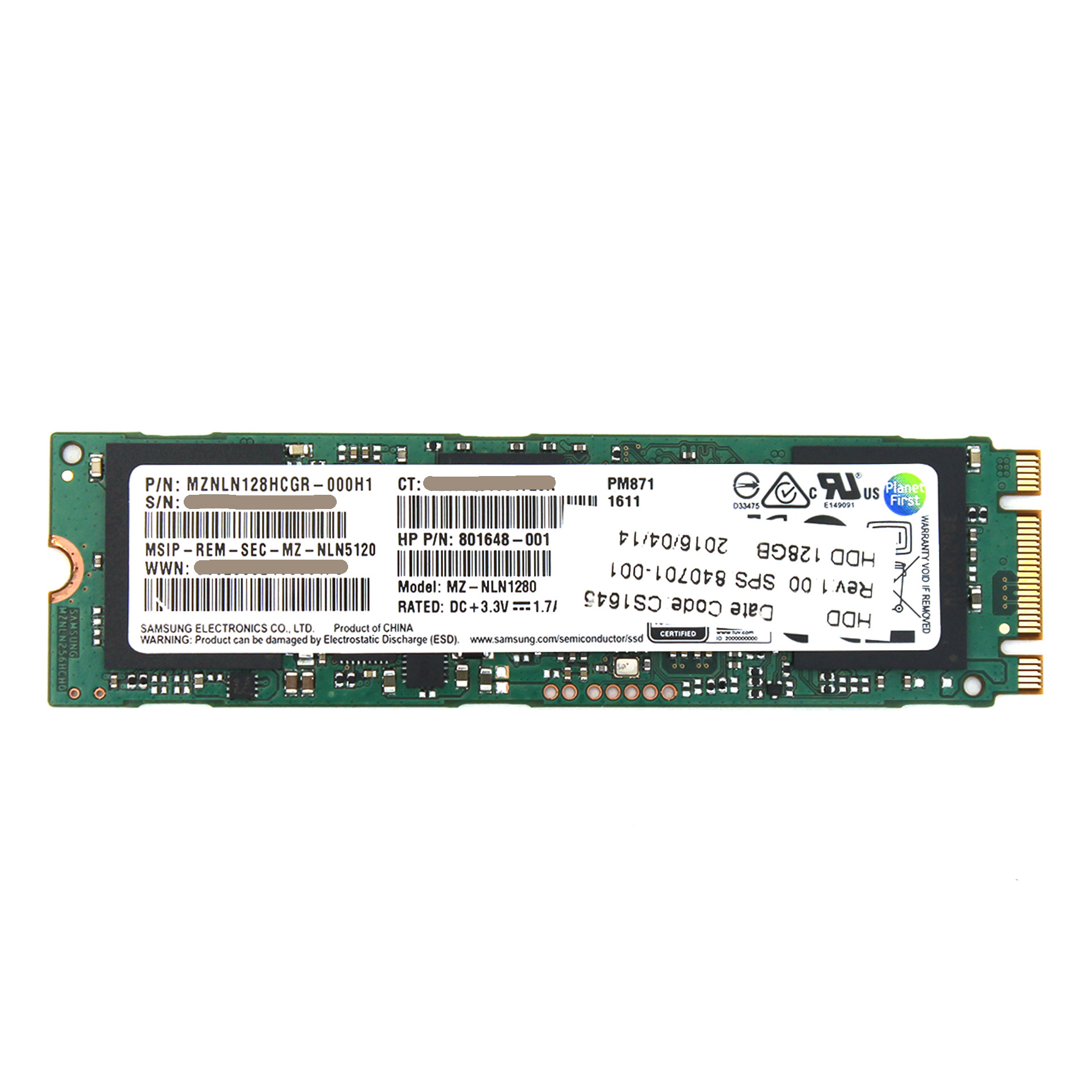HP Samsung 128GB MZ-NLN1280 SATA M.2 SSD 801648-001 [801648-001 / 840701-001] - $85.80 : Professional Multi Monitor Workstations, Graphics Card Experts