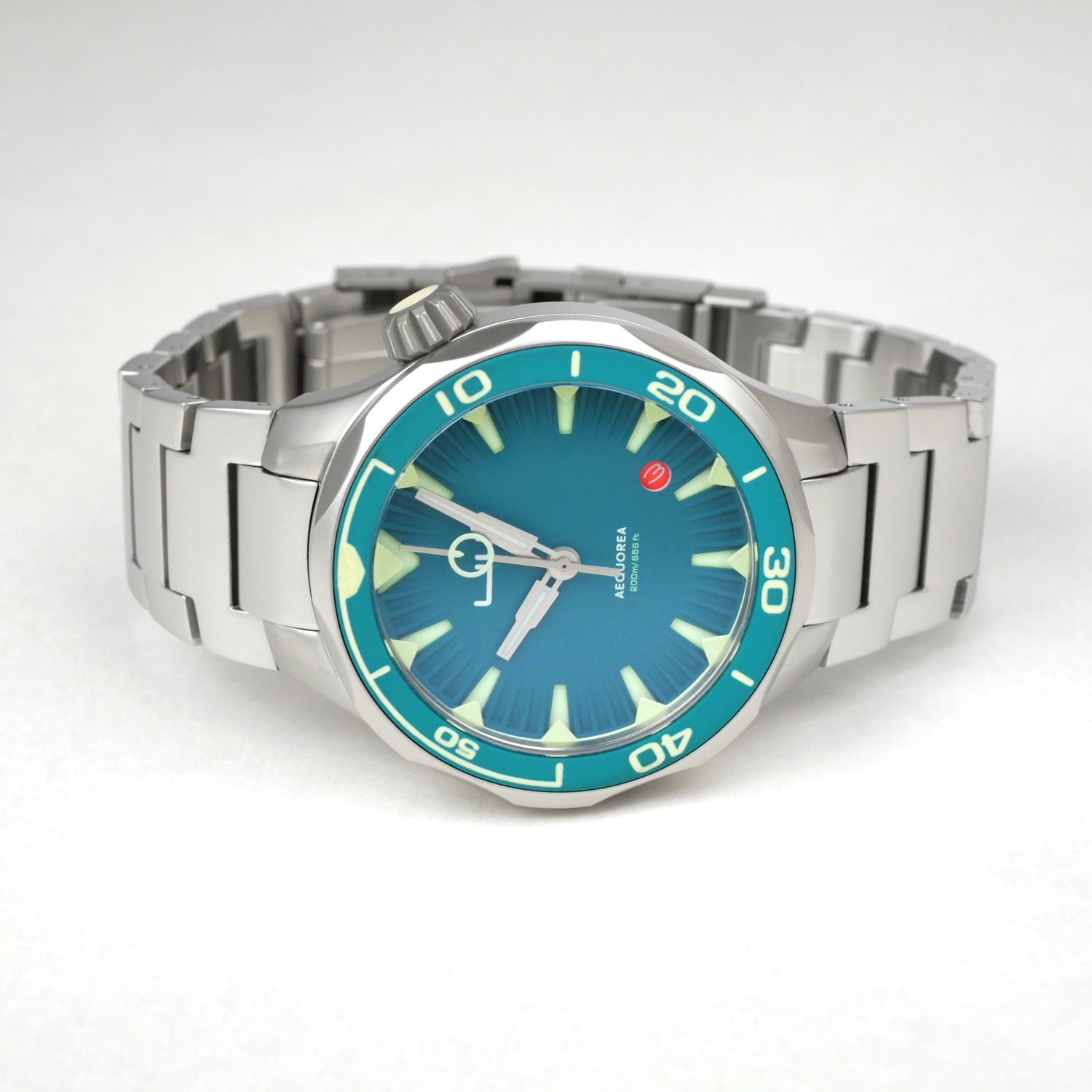 Aequorea Automatic Men's Diver Watch Dark Turquoise Bezel / Dark Turquoise Dial - Click Image to Close