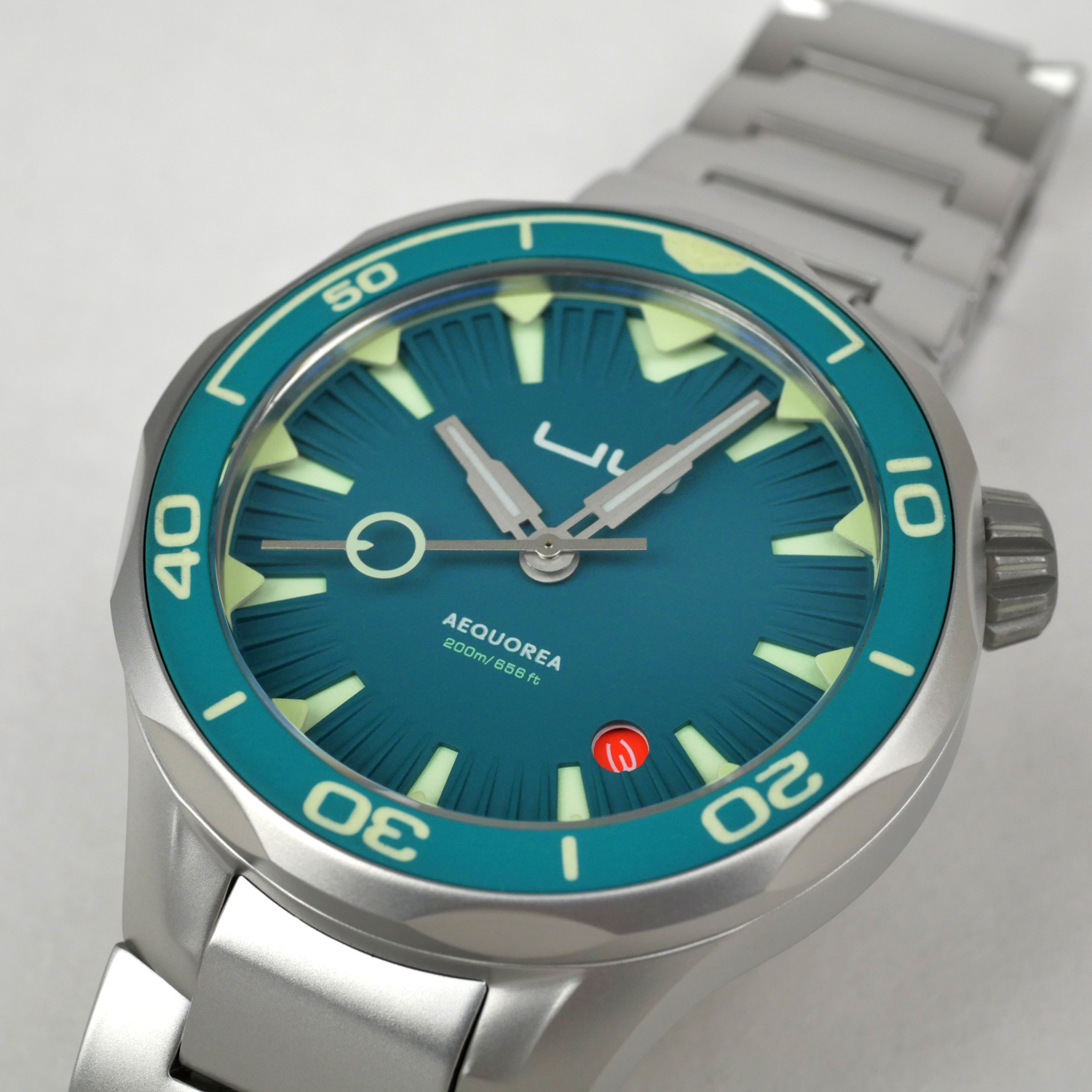 Aequorea Automatic Men's Diver Watch Dark Turquoise Bezel / Dark Turquoise Dial - Click Image to Close