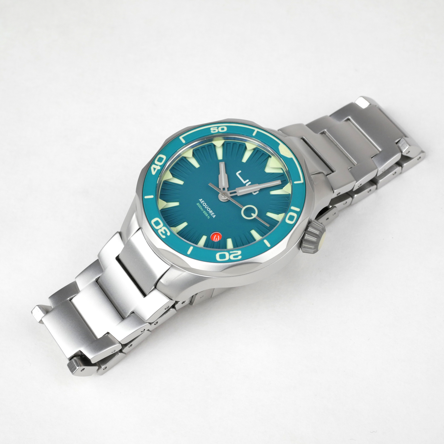 Aequorea Automatic Men's Diver Watch Dark Turquoise Bezel / Dark Turquoise Dial - Click Image to Close