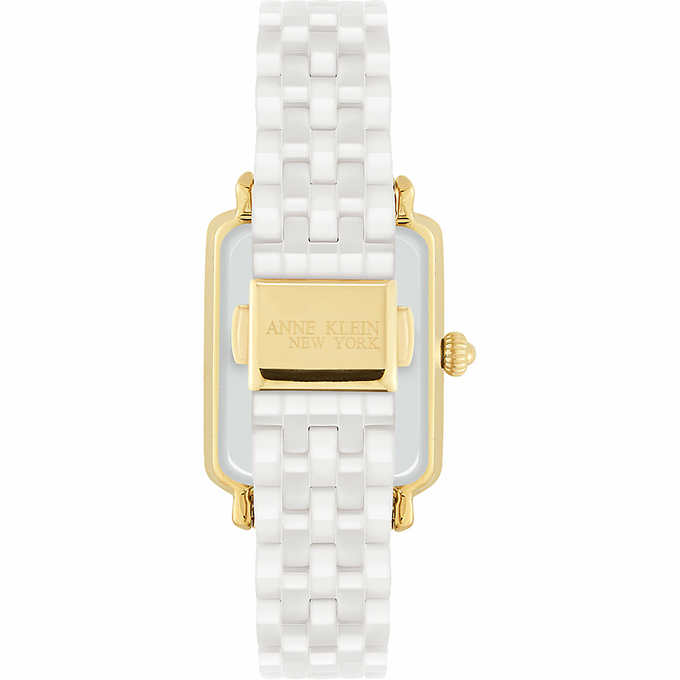 Anne Klein New York Ceramic Tank Ladies Quartz Watch 12/2334WTGB