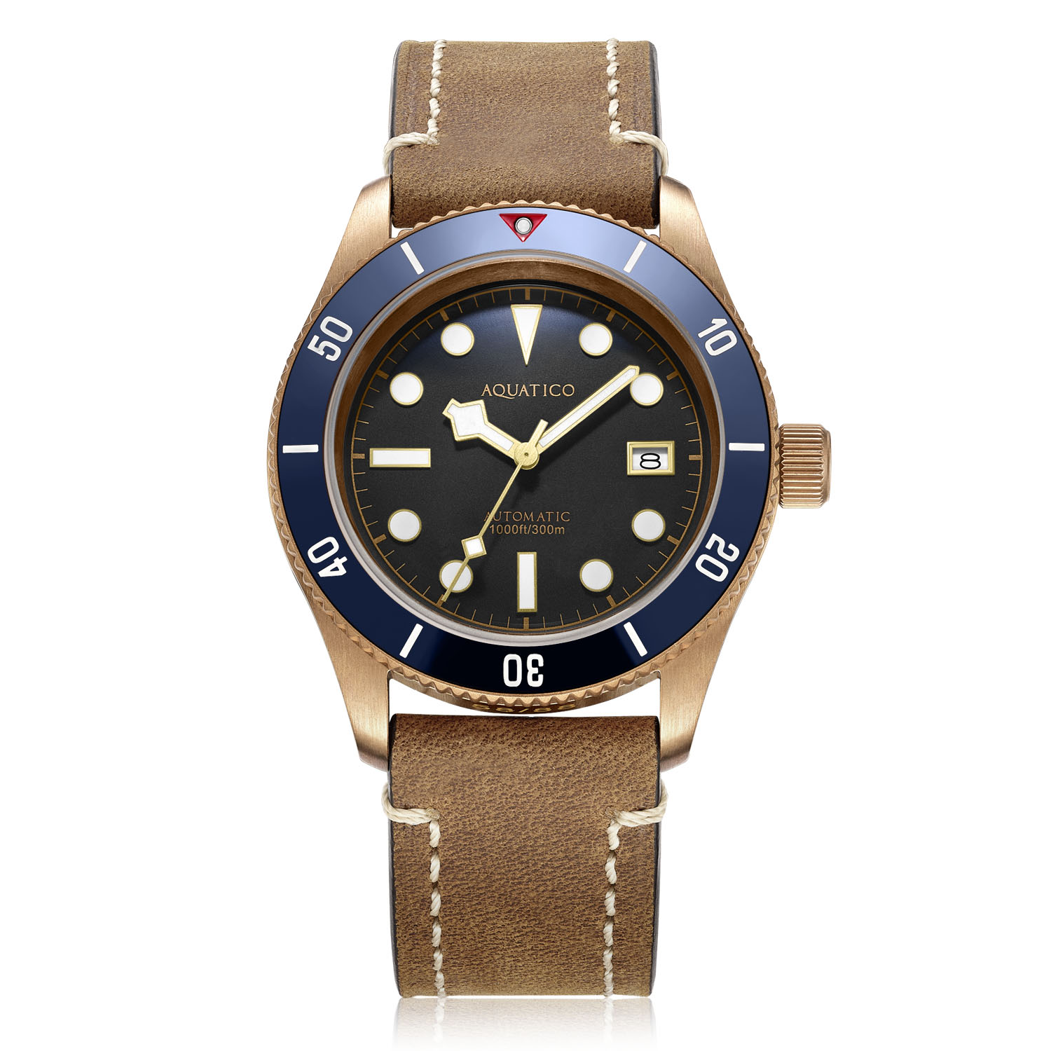 Aquatico Bronze Sea Star Automatic Men's Watch Bronze Case/Black Dial/Blue Bezel - Click Image to Close