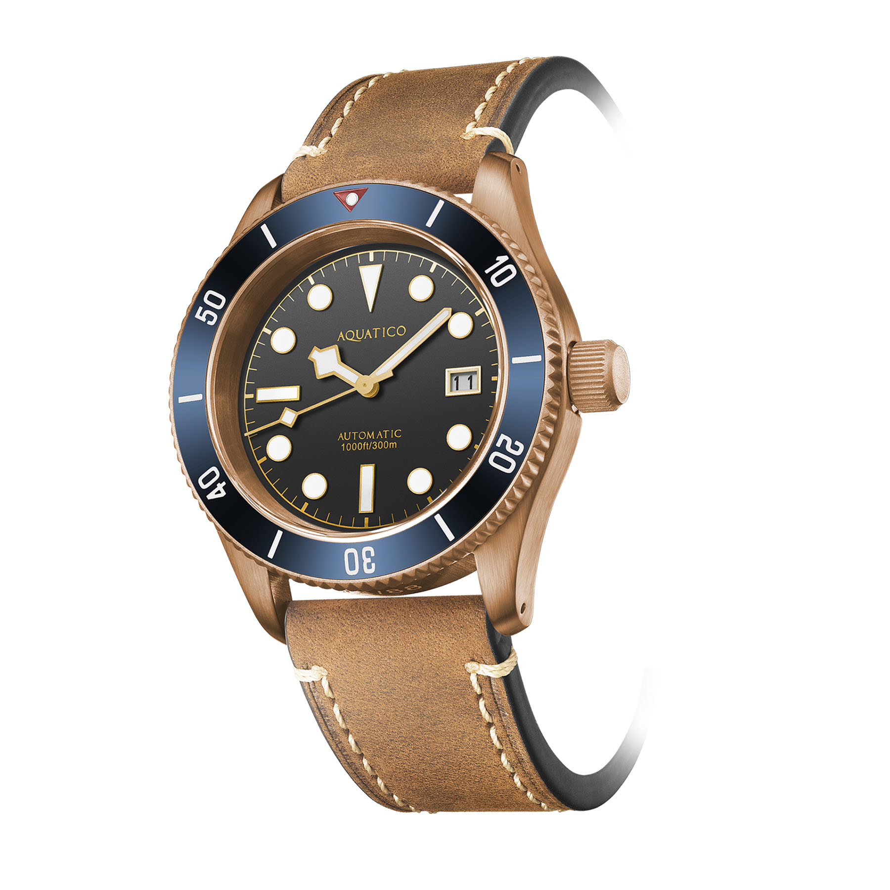 Aquatico Bronze Sea Star Automatic Men's Watch Bronze Case/Black Dial/Blue Bezel