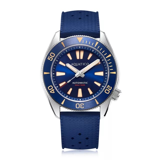 Aquatico Poseidon Automatic Men's Diver Watch Blue Dial / Blue Strap - Click Image to Close