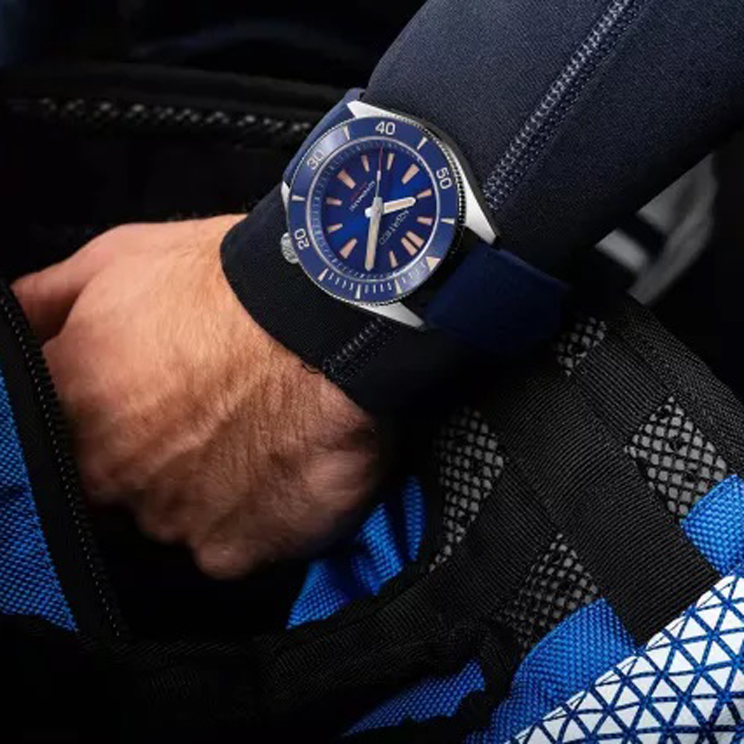 Aquatico Poseidon Automatic Men's Diver Watch Blue Dial / Blue Strap - Click Image to Close