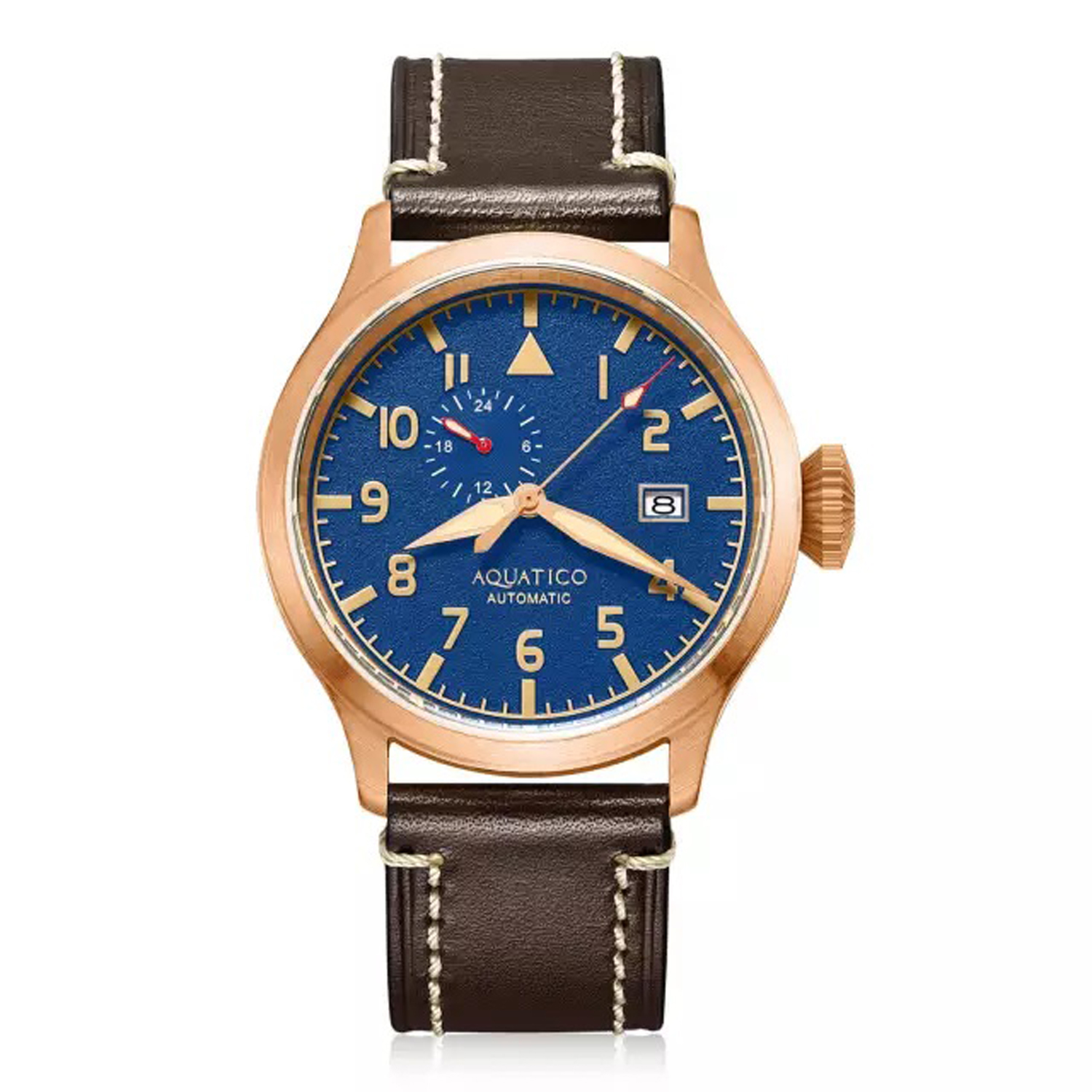 Aquatico Big Pilot 43mm Bronze Blue Dial Automatic Men's Watch - Click Image to Close