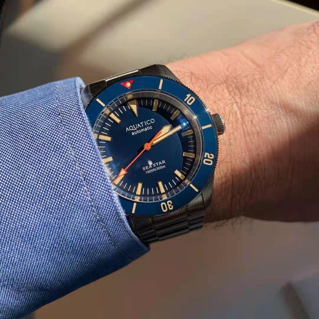 Aquatico Sea Star V2 42mm Automatic Men's Diver Watch Blue Dial/Blue Bezel AQ1009S-BL-NH35 - Click Image to Close
