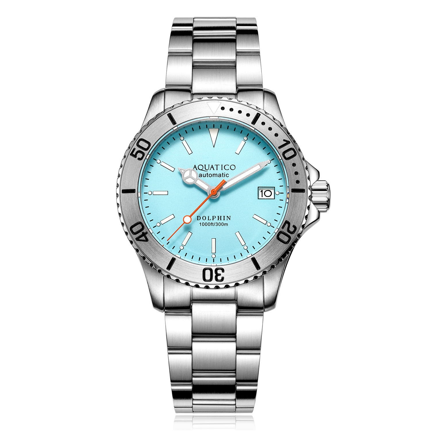 Aquatico Dolphin 39mm Automatic Men's Diver Watch Bright Blue Dial AQ1010S-BB-NH35 - Click Image to Close