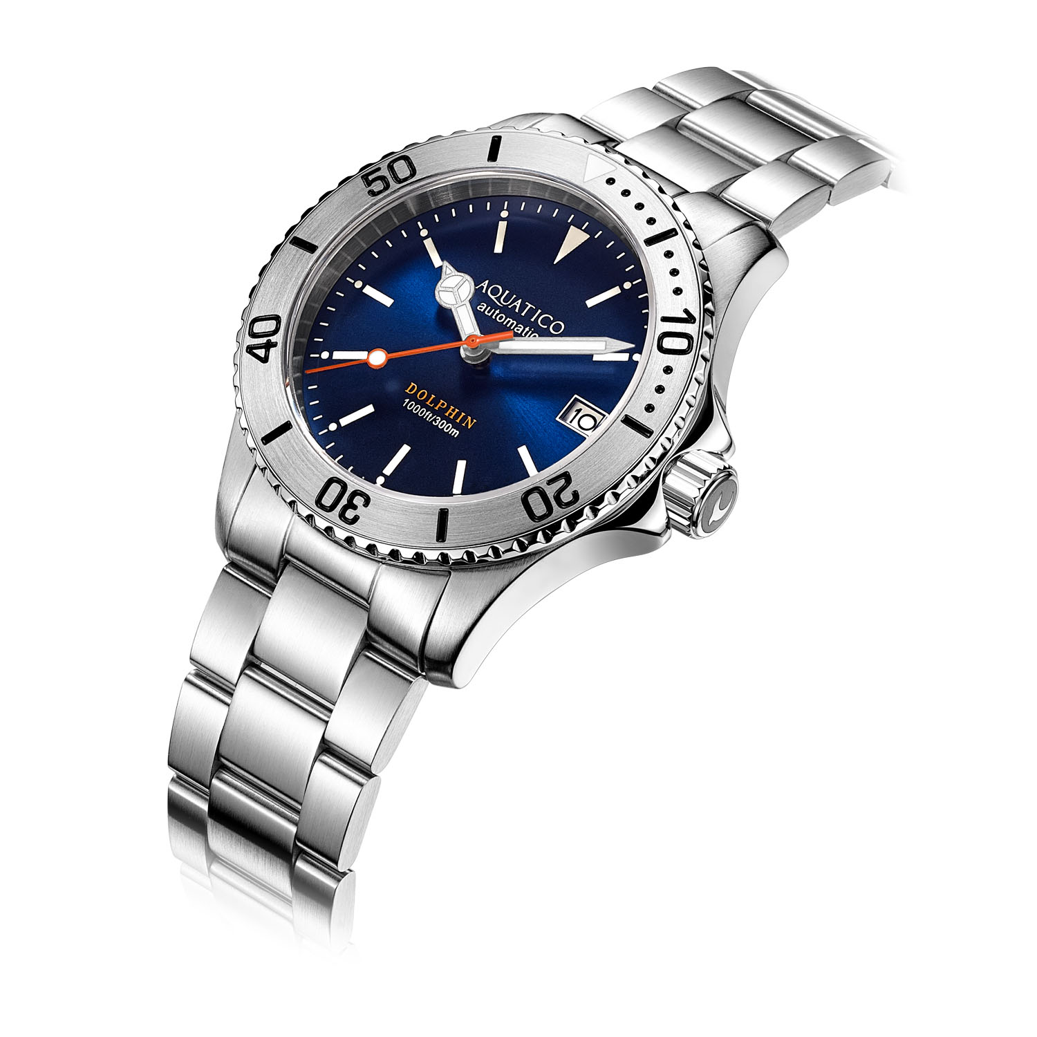 Aquatico Dolphin 39mm Automatic Men's Diver Watch Blue Dial AQ1010S-BL-NH35 - Click Image to Close