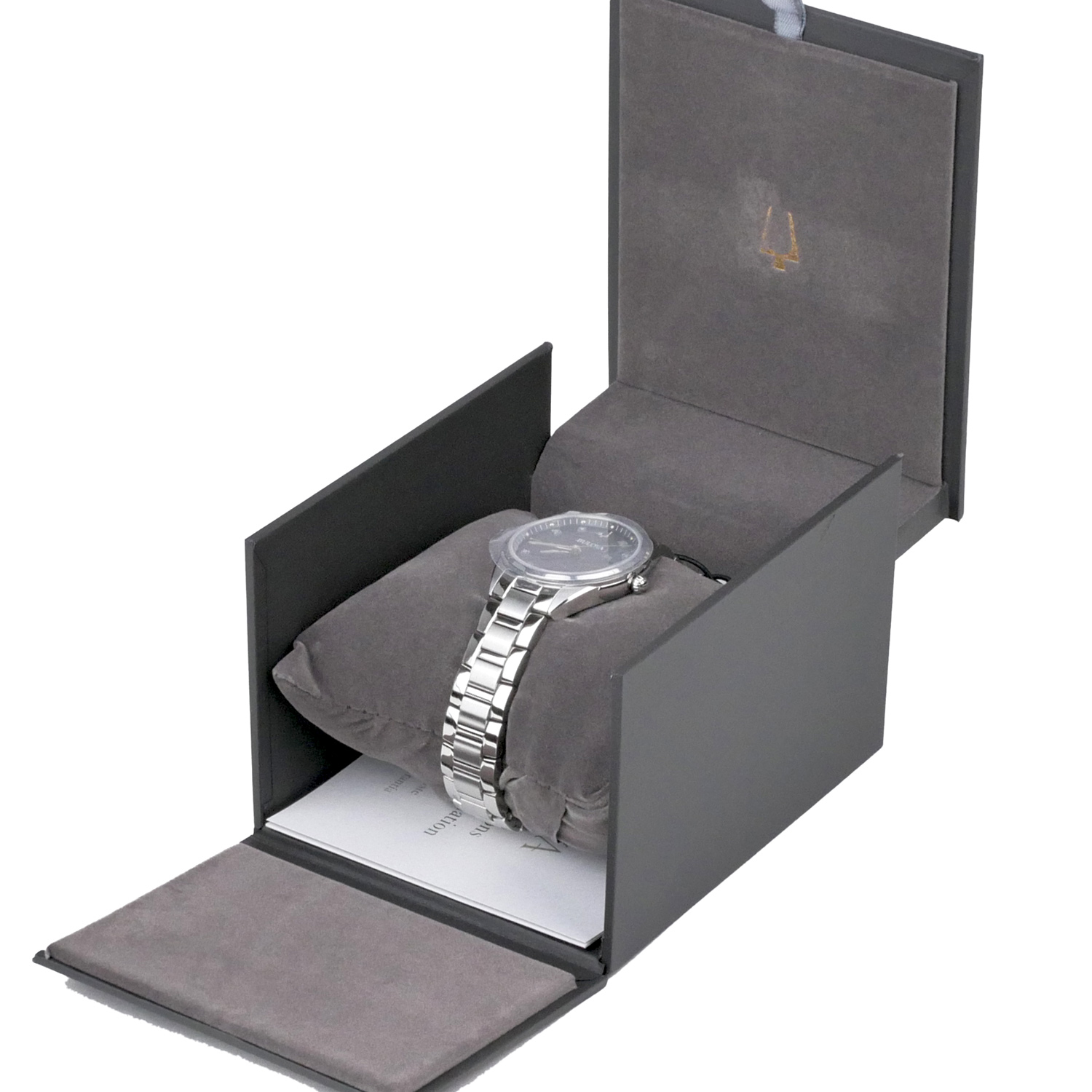 Bulova Sutton Classic Ladies Watch Stainless Steel Bracelet / Black Dial 96P198 - Click Image to Close