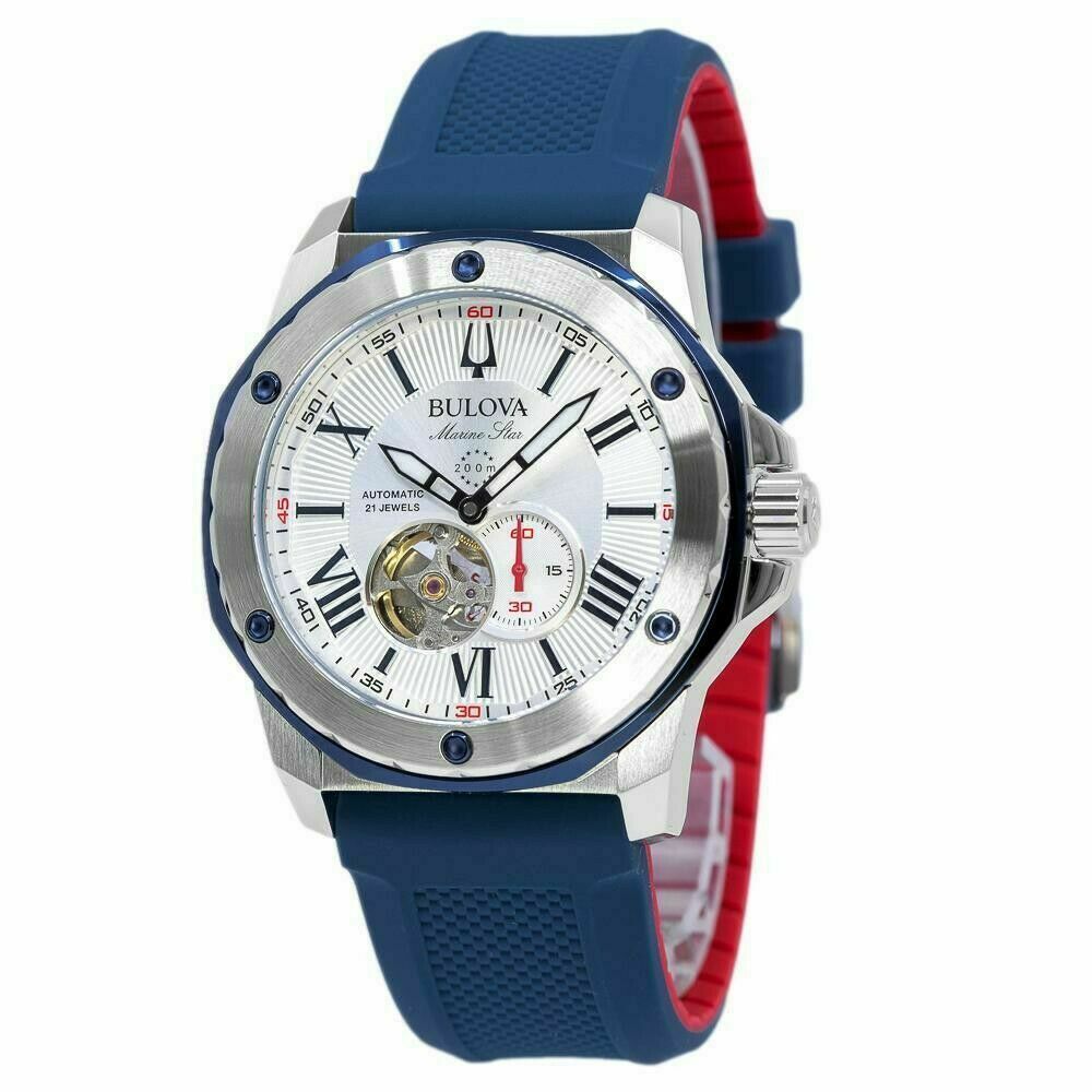 Bulova Marine Star Automatic Men's Watch 45mm White Dial 98A225 - Click Image to Close