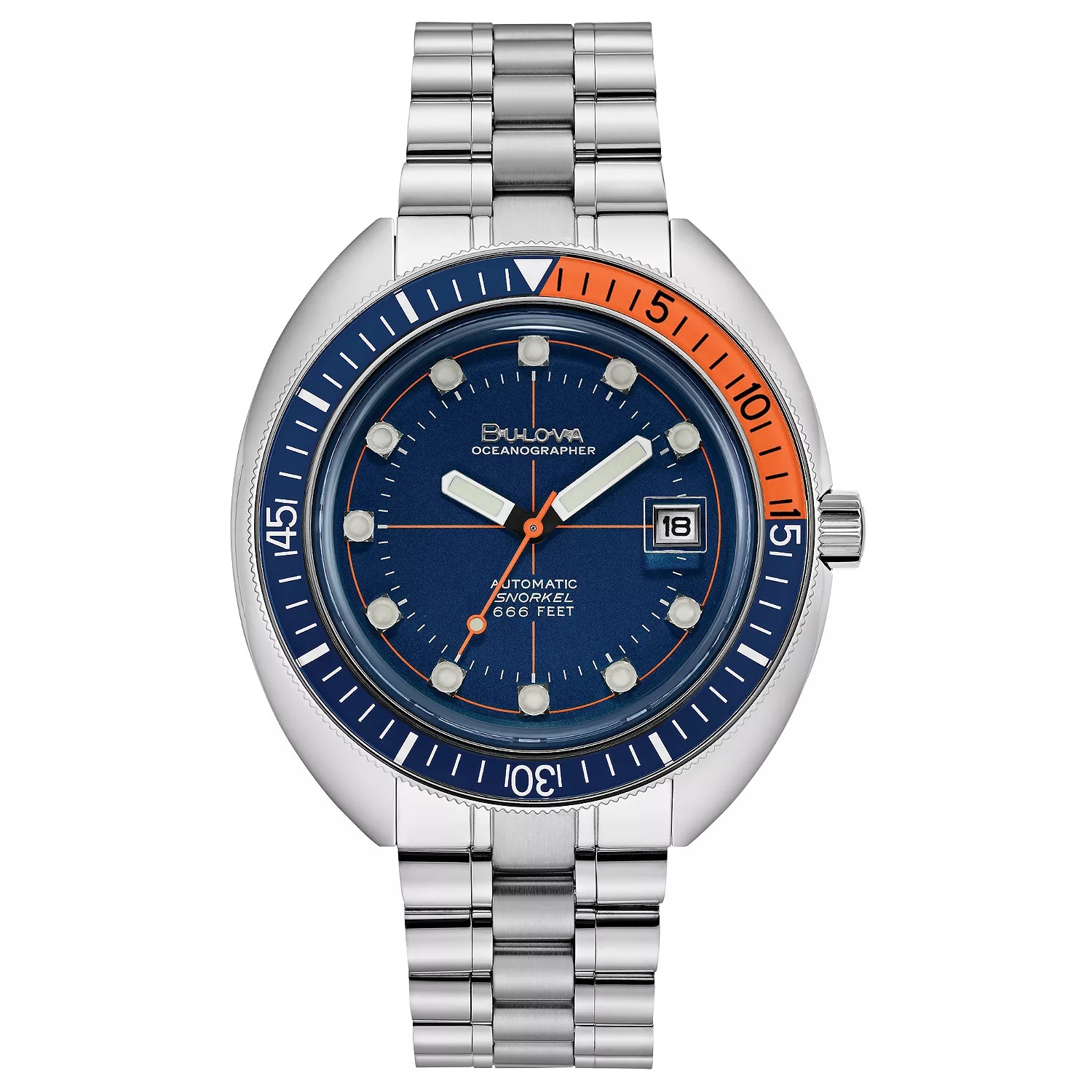 Bulova Oceanographer Devil Diver Men's Automatic Snorkel 44mm Watch 96B321 - Click Image to Close