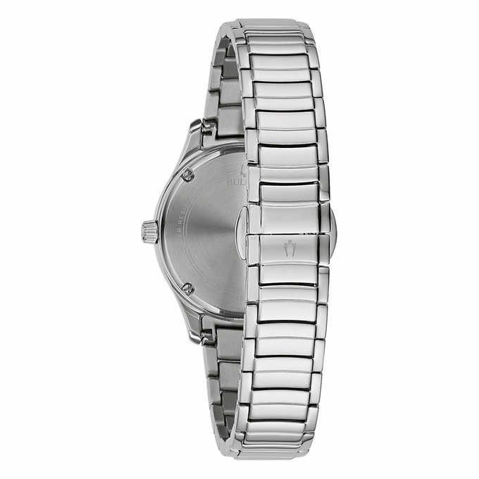 Bulova Black Mother-of-Pearl Dial Stainless Steel Ladies Watch 96R242 - Click Image to Close