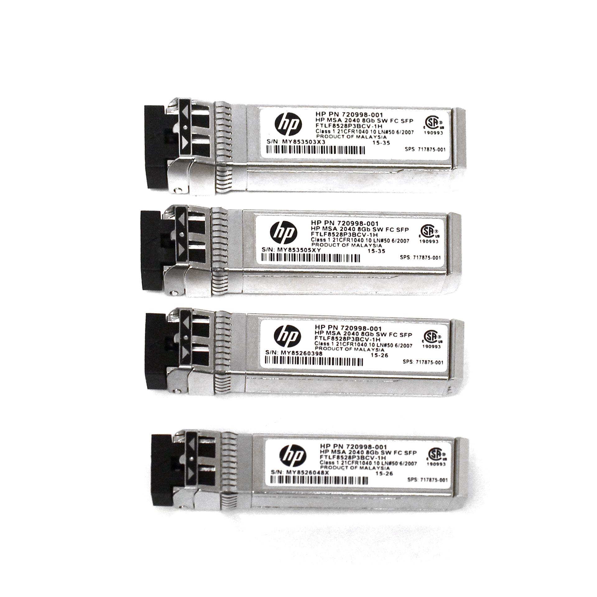 HP MSA 2040 8Gb 720998-001 Fibre SFP+ 4-Pack Transceiver C8R23A - Click Image to Close